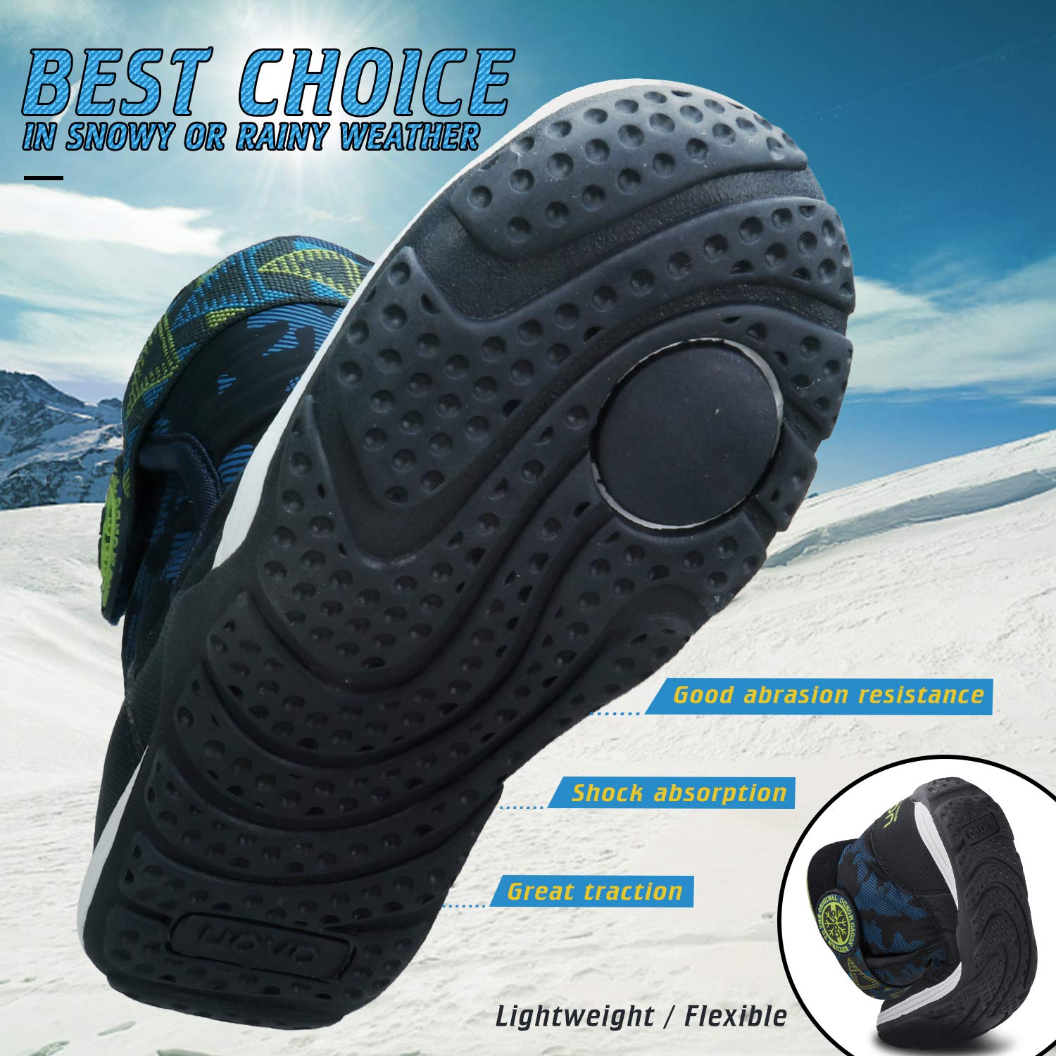 **Waterproof Boys Snow Boots - Winter Boots for Kids with Warm Fur Lining & Slip-Resistant Sole - Toddler & Little Boys Outdoor Snow Boots for Cold Weather Play & Winter Adventures**