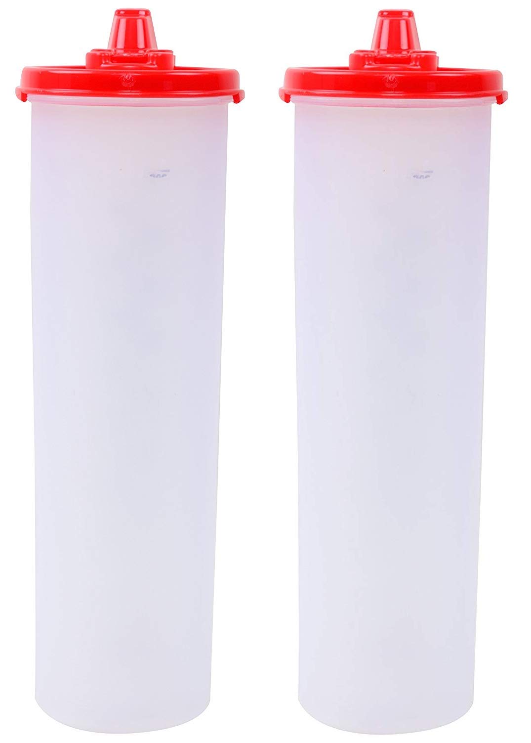Nayasa 1000ml Plastic Oil Dispenser Set of 2 - Red Kitchen Oil Bottle with Pour Spout for Cooking, Salad Dressing & Baking - BPA-Free Leak Proof Design
