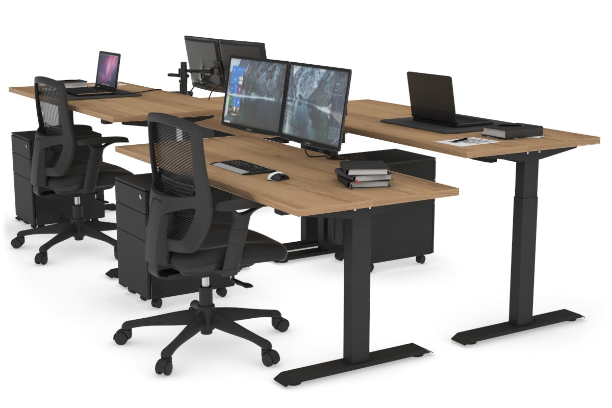 Just Right Height Adjustable 4-Person Workbench [1400L x 700W] - Heavy Duty Industrial Workstation for Factory, Warehouse & Workshop Use