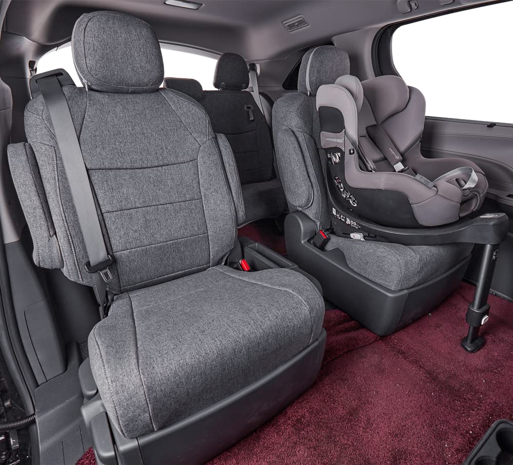 Premium Custom Fit 2020-2025 Toyota Highlander Seat Covers - Full Set with 2nd Row Captain's Chairs | Airbag Compatible, Durable Polyester Fabric | Gray Color | Perfect for Family Road Trips, Daily Commutes and Pet Protection