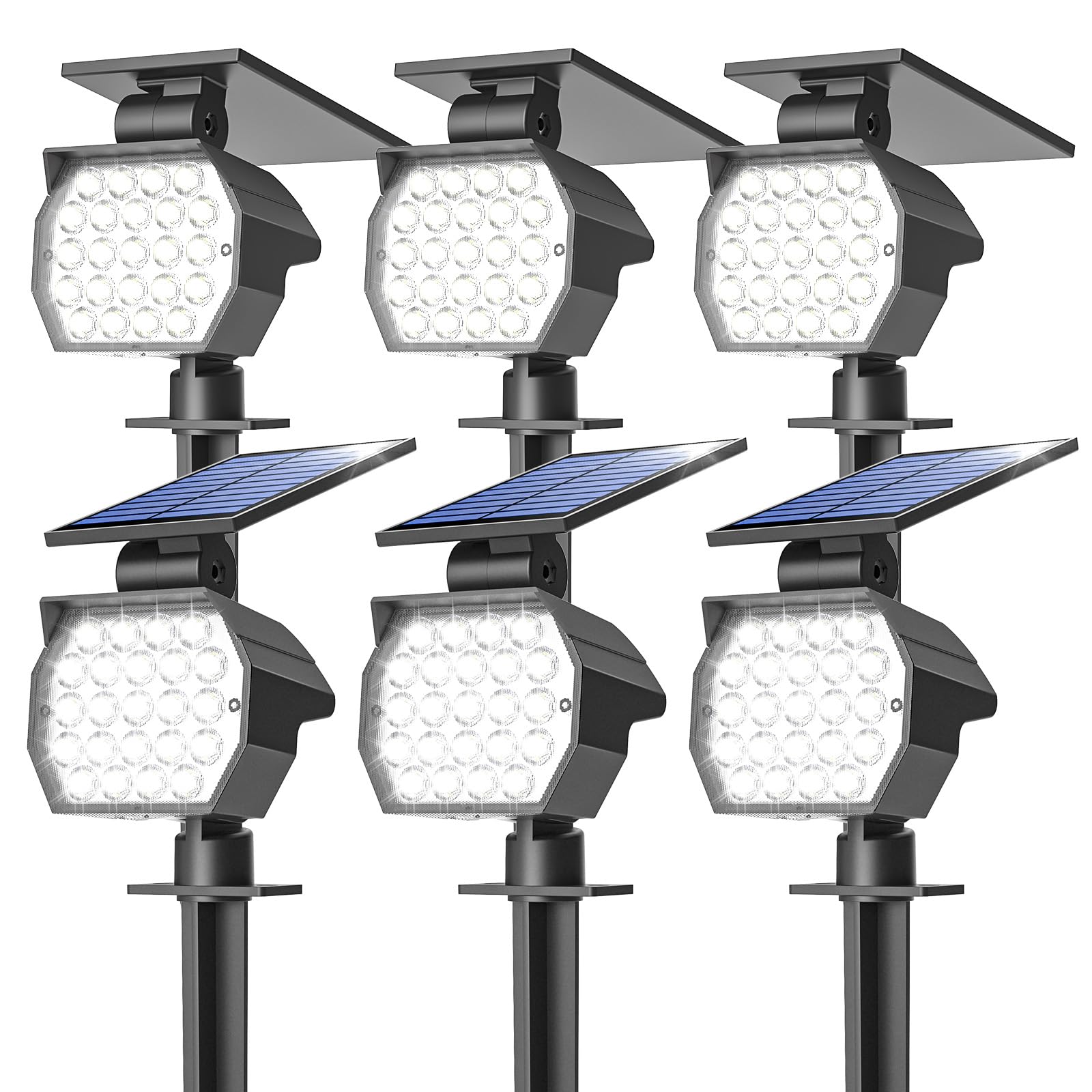 NIORSUN 6-Pack Solar Spot Lights Outdoor - 23 LED Landscape Lighting with Auto On/Off, 3 Lighting Modes & IP67 Waterproof - Cool White Solar Garden Lights for Yard, Pathway, Patio & Backyard Decor