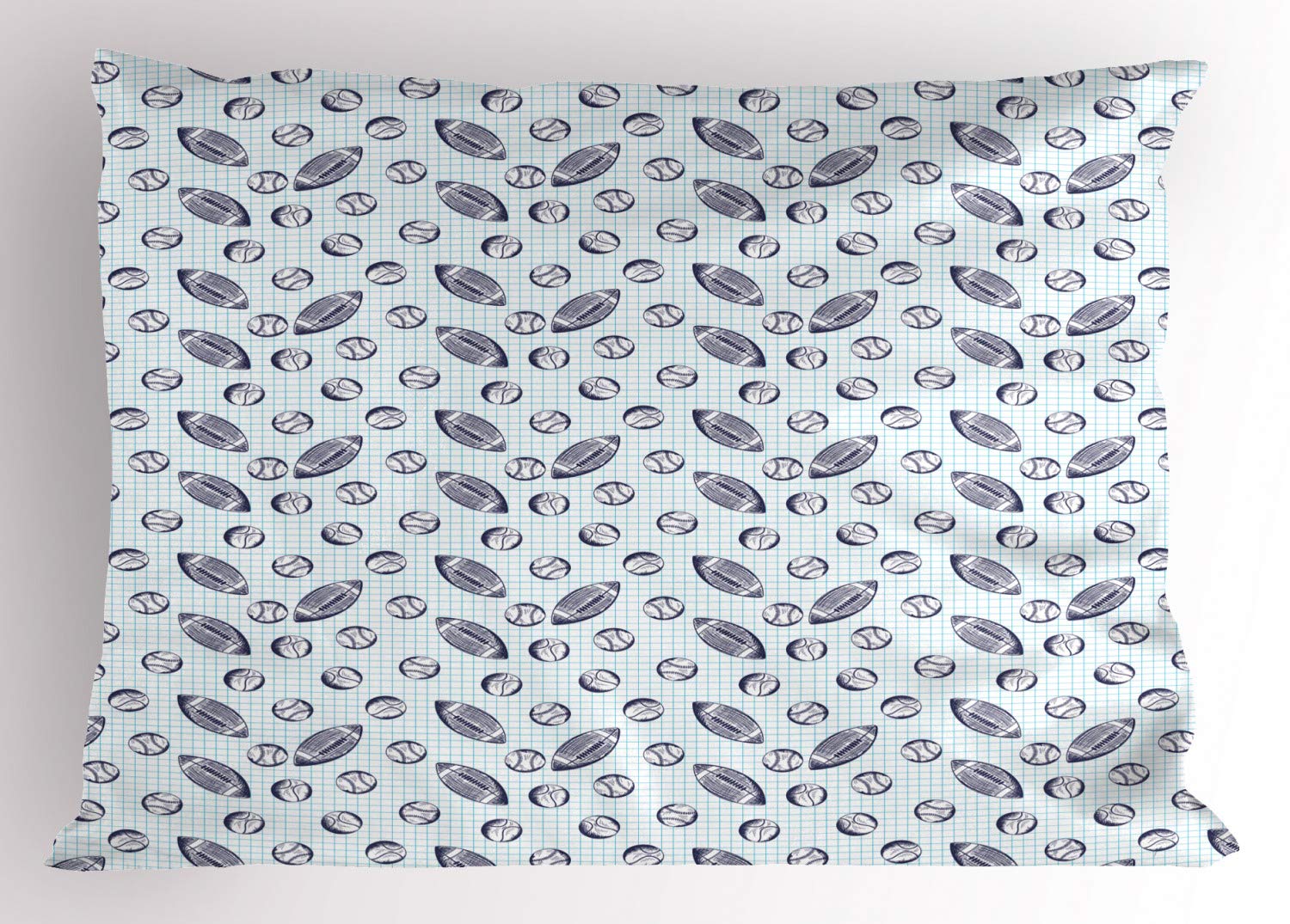 Ambesonne Baseball Pillow Sham - Pigskin & Baseballs Checkered Design, Standard Size 30