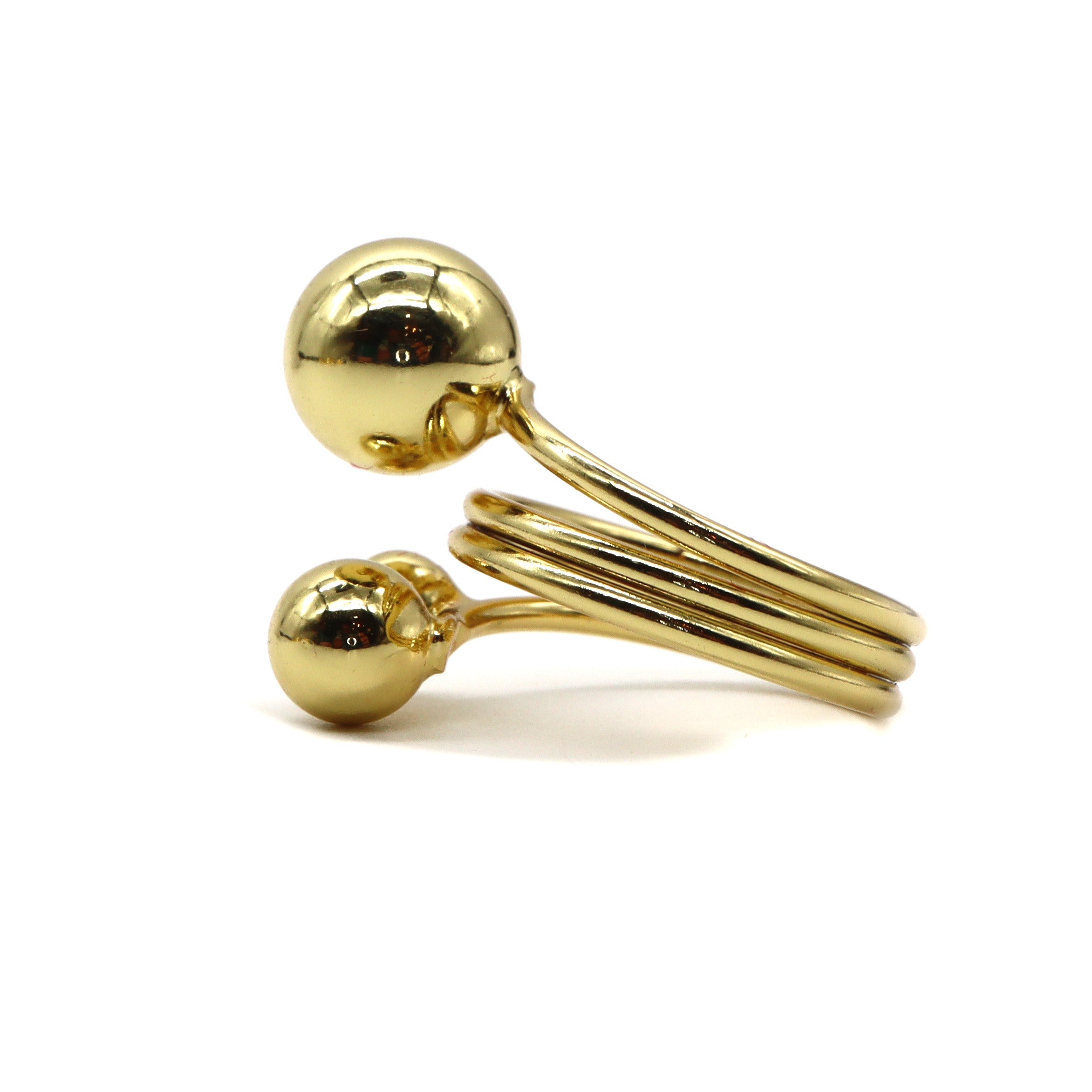 18K Gold Plated Triple Sphere Adjustable Statement Ring for Women - Elegant Stackable Jewelry for Parties, Weddings & Everyday Wear