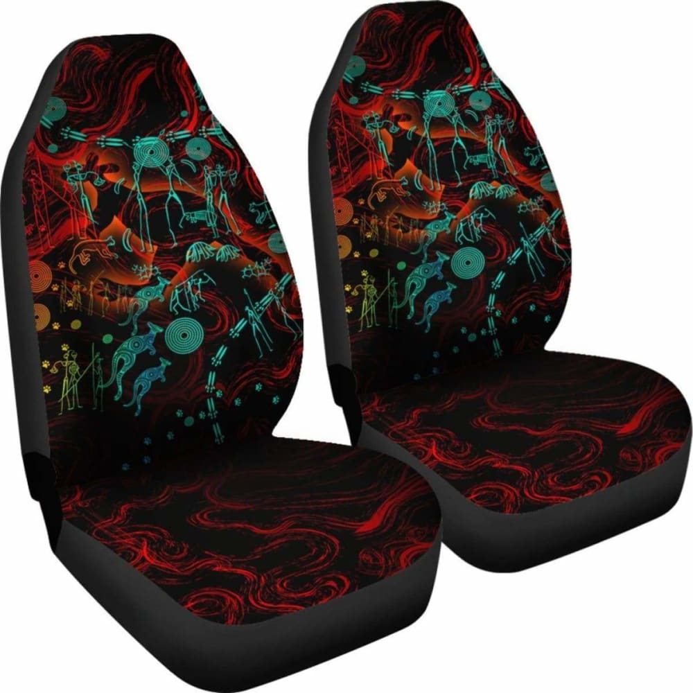 Premium Australia Car Seat Covers - Kangaroo Themed Indigenous Art Design for Adults | Durable & Stylish Protection for Cars, SUVs & Trucks | Perfect for Road Trips, Daily Commutes & Outdoor Adventures