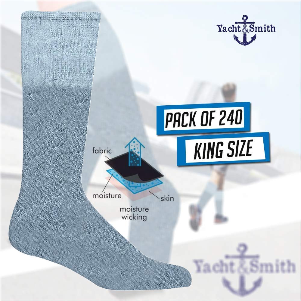 240 Pairs Yacht & Smith 30 Inch Men's Long Tube Socks - Bulk Cotton Athletic Socks for Men (Size 10-13) - Perfect for Sports, Running, Hiking & Casual Wear