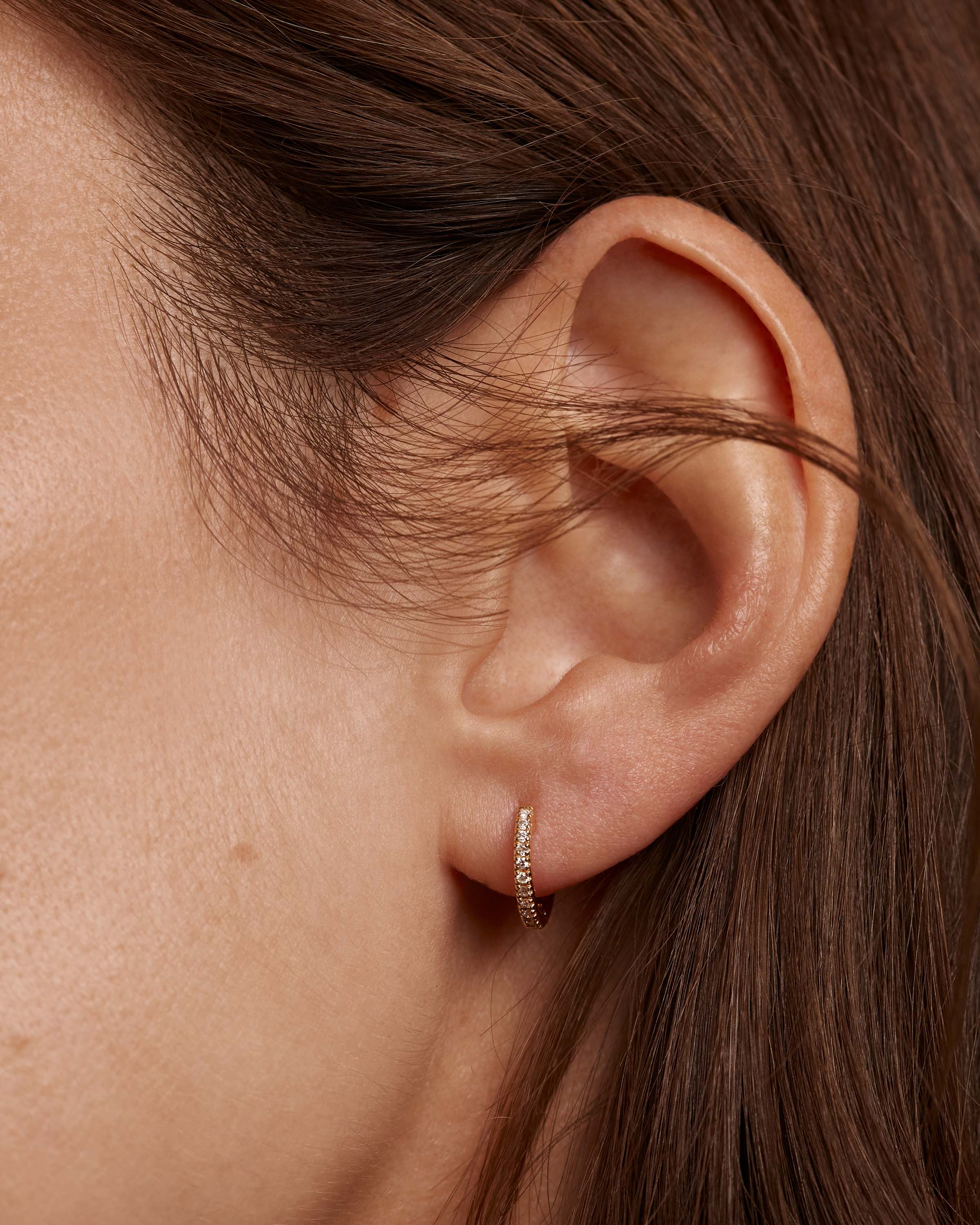 Diamond and Gold Eternity Mini Hoop Earrings for Women - Elegant Everyday Jewelry for Work, Date Night & Special Occasions