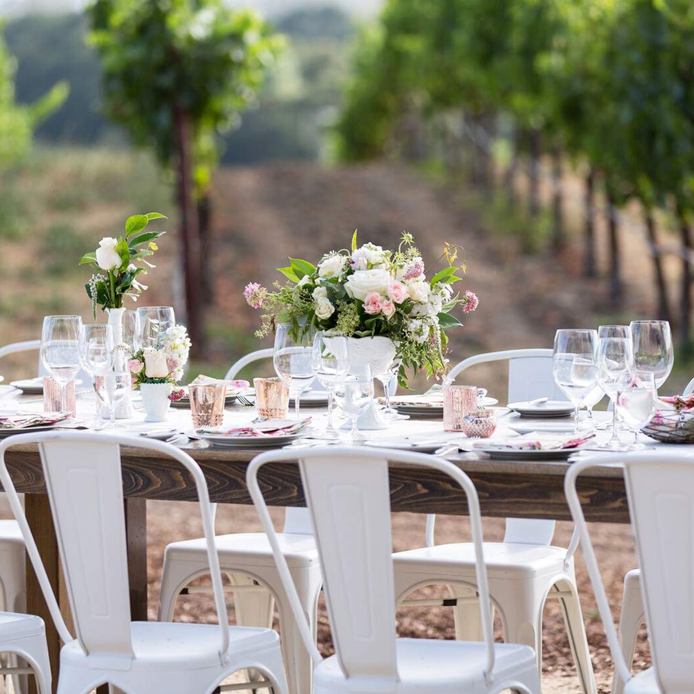 FDW Metal Dining Chairs - Stackable Indoor/Outdoor Tolix Style Chairs for Restaurant, Bar, Kitchen & Patio - Cream - Perfect for Home Dining, Cafe, Bistro & Outdoor Entertaining