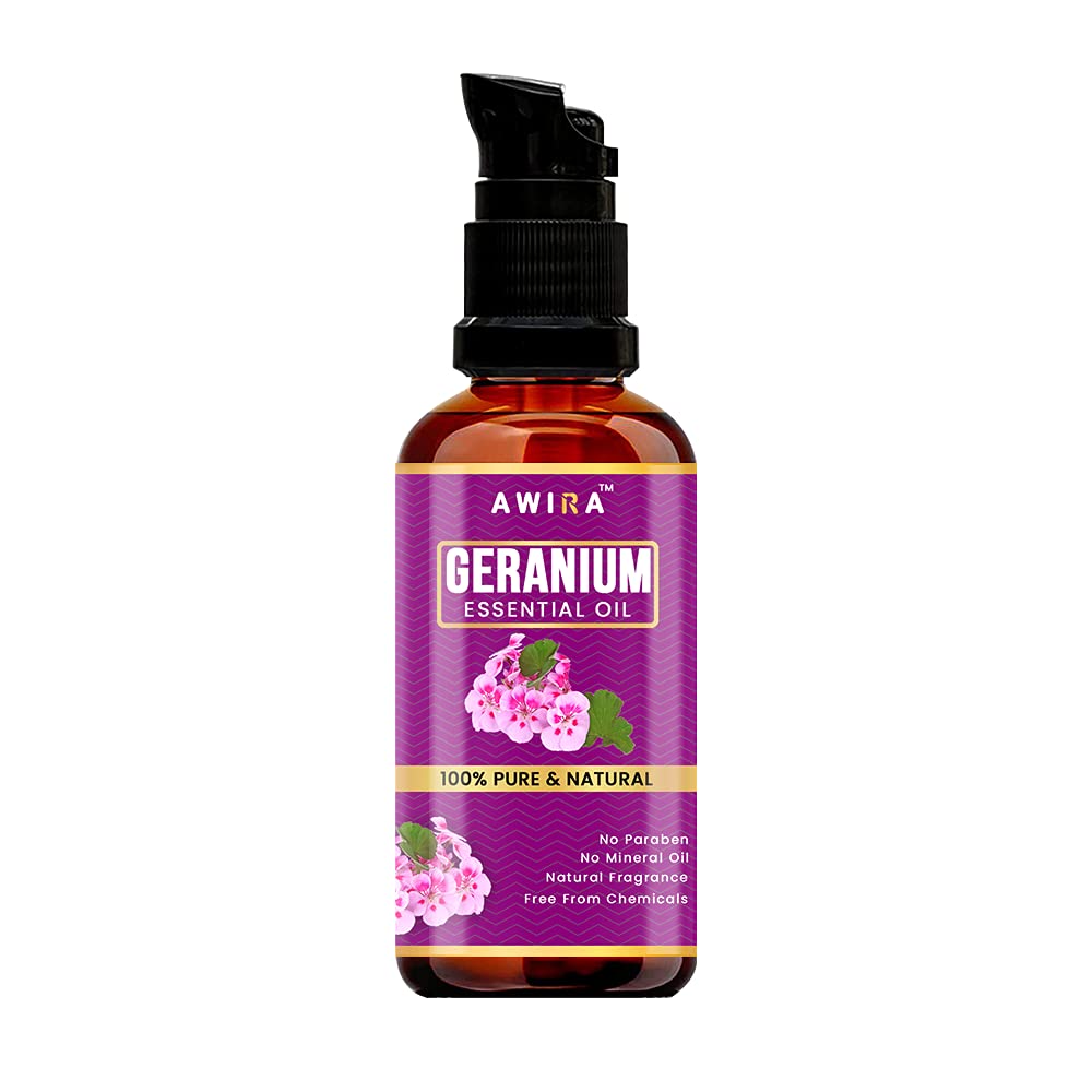 Pure Awira Geranium Essential Oil 30ml - 100% Natural, Undiluted for Skin & Hair Care - Perfect for Aromatherapy, Massage & DIY Beauty Products