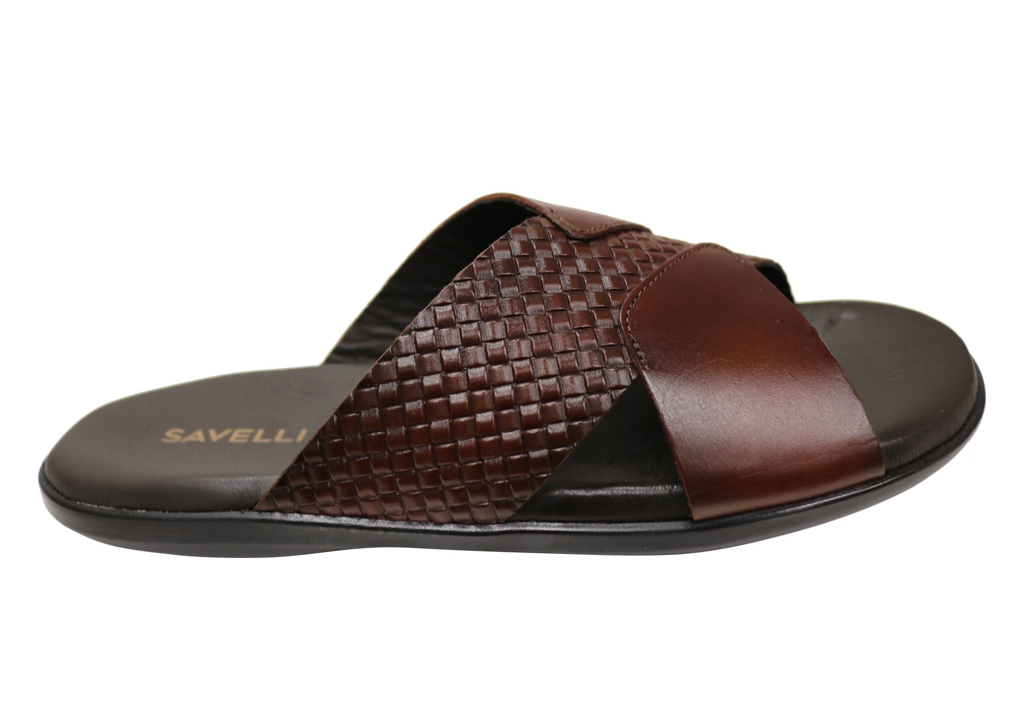 Savelli Henry Men's Comfortable Leather Slides Sandals - Handmade in Brazil - Perfect for Beach, Pool & Summer Casual Wear