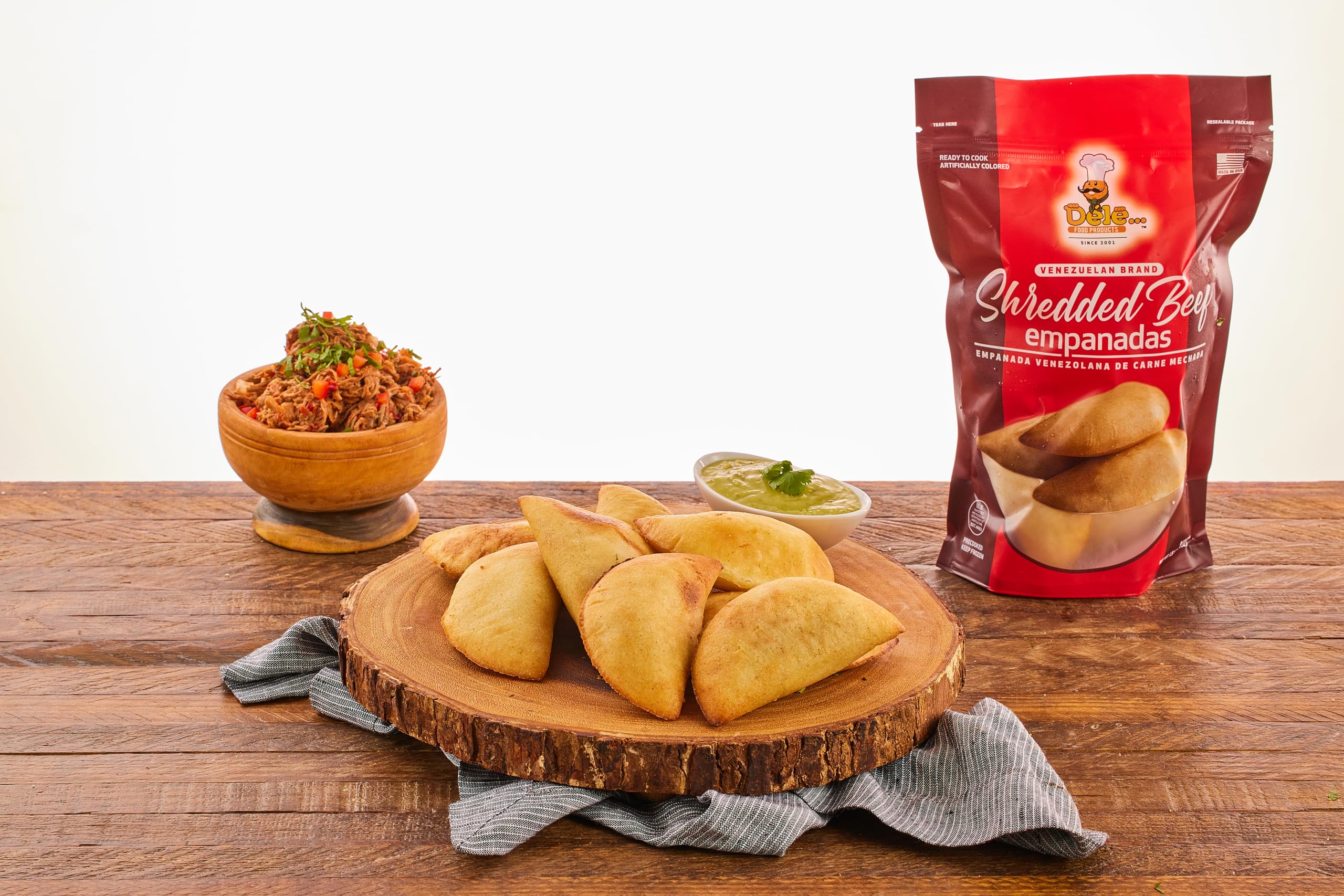 DELE FOODS Shredded Beef Empanadas - Crispy Frozen Appetizers & Snacks (8 Pack) | Flaky Pastry with Savory Beef Filling | Perfect for Parties, Game Nights & Quick Meals