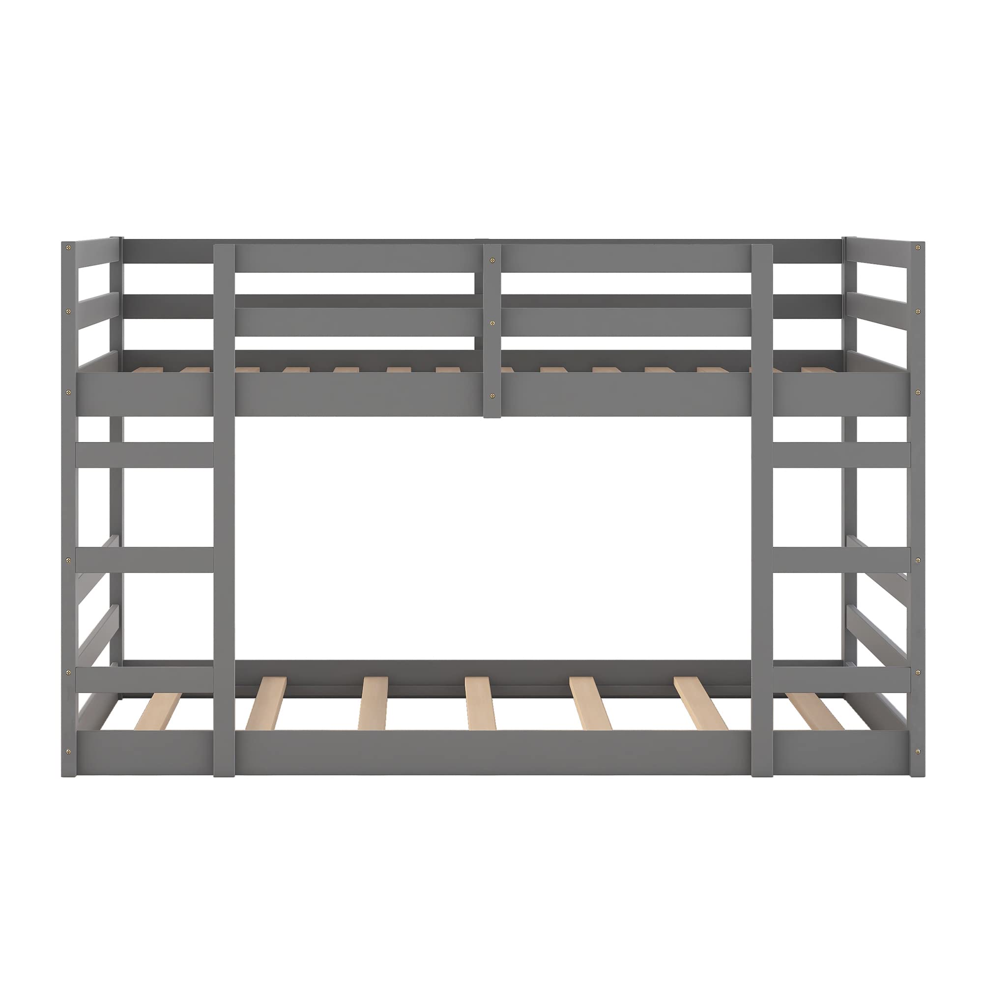 Kids Bunk Bed Frame with Stairs & Guardrails - Twin Over Twin Space-Saving Bed for Boys & Girls, Perfect for Small Bedrooms