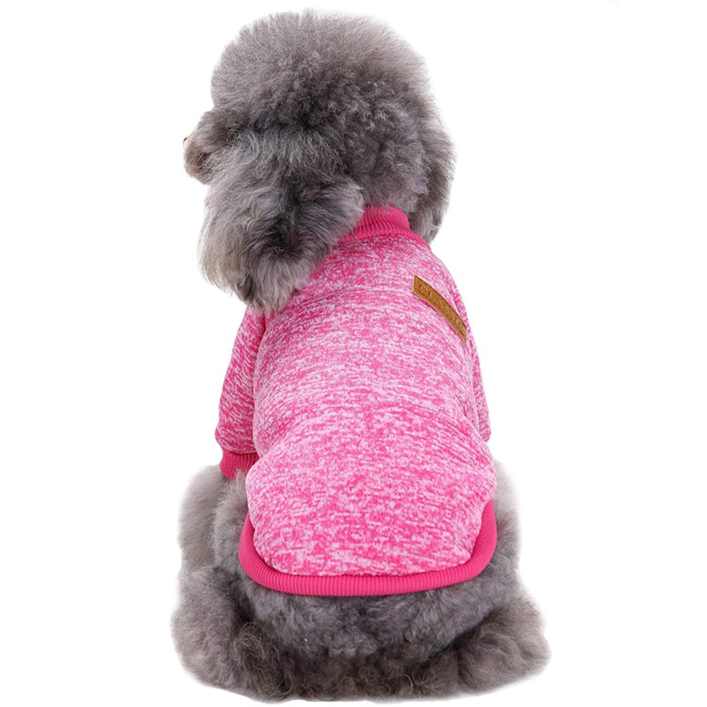 Classic Knit Dog Sweater for Small Dogs - Warm Winter Puppy Coat, Soft & Cozy Pet Clothing (XXS, Rose) - Perfect for Indoor & Outdoor Winter Adventures