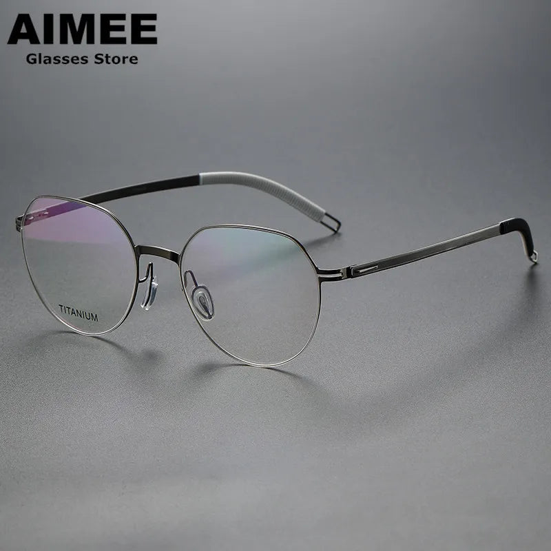 Aimee Women's Full Rim Oval Screwless Titanium Eyeglasses Frame 44985 - Lightweight & Durable for Work, Reading & Fashion