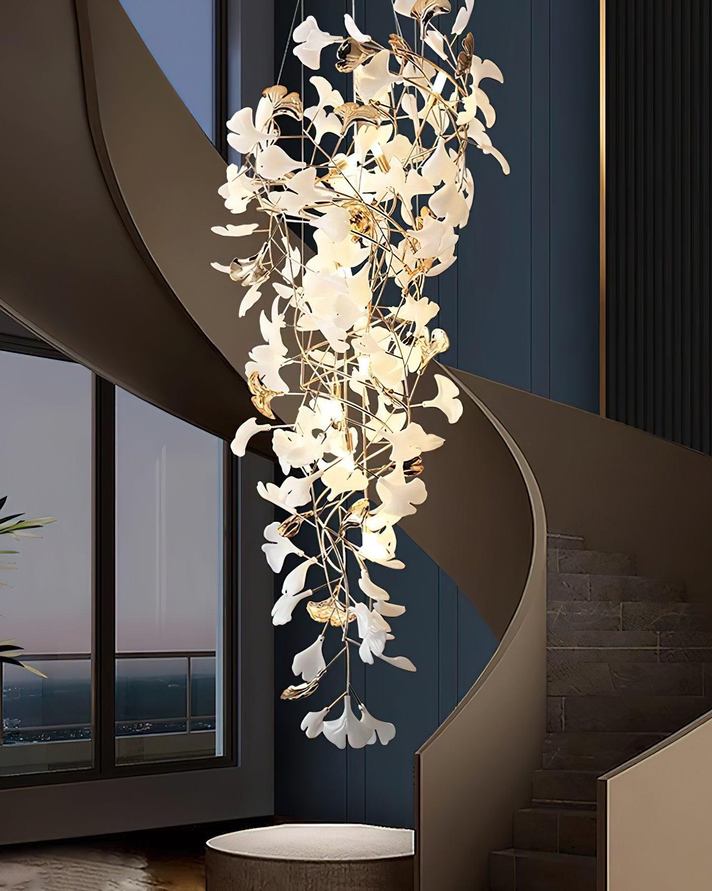 Ginkgo Eye Chandelier - Elegant Leaf Design Ceiling Light for Living Room, Dining Room, Bedroom - Perfect for Home Decor and Ambient Lighting