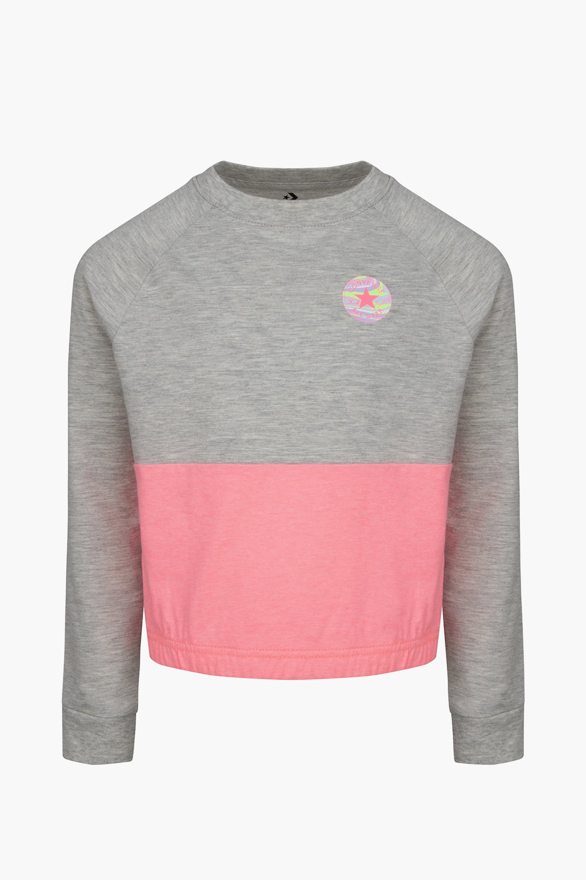 Converse Color Block Girls T-Shirt - Lunar Rock Heather, Size 14/16 - Stylish Casual Top for Teens, School, and Everyday Wear