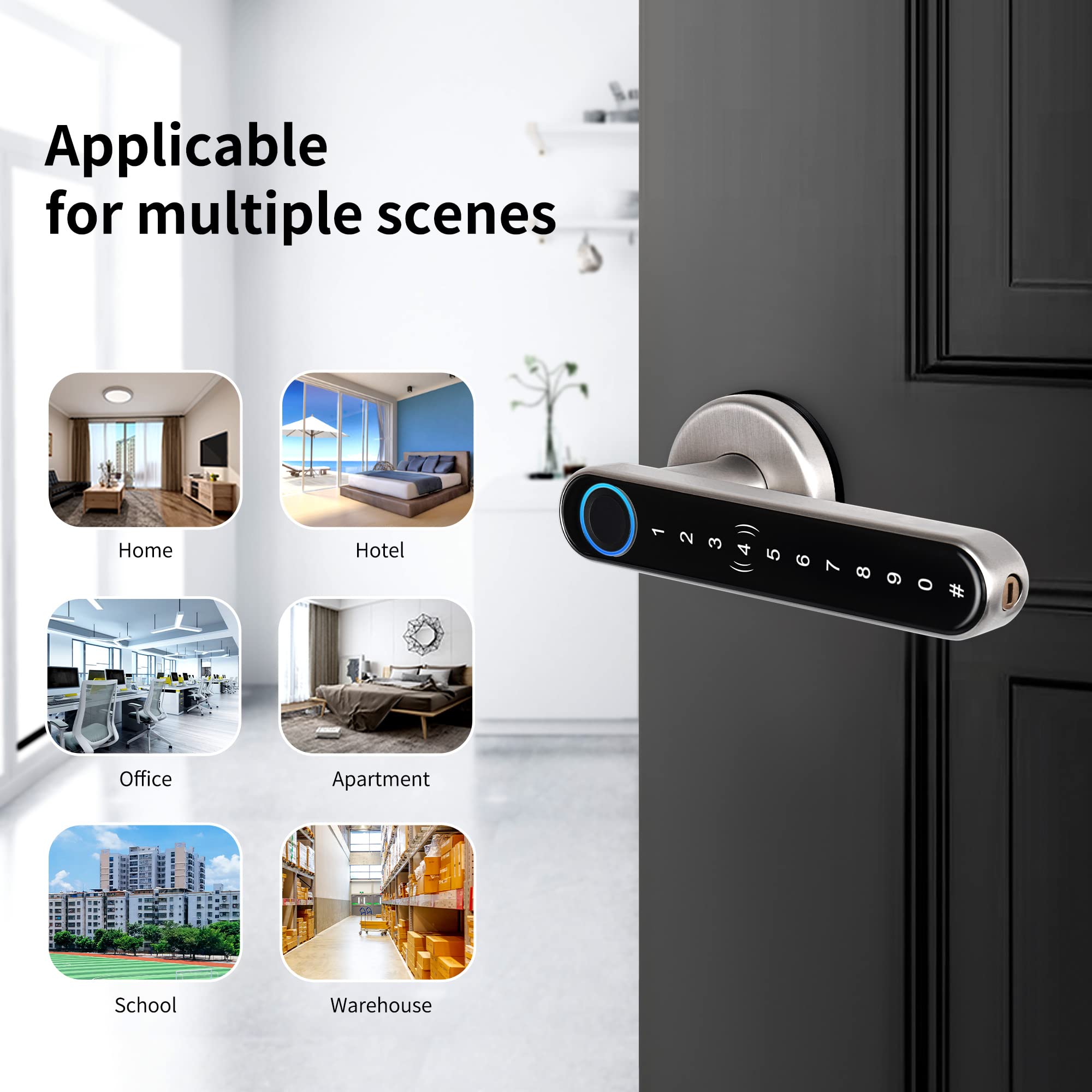 CATCHFACE Smart Fingerprint Door Lock - Keyless Entry Biometric Digital Deadbolt with WiFi & TTlock App - Satin Nickel Finish for Home, Office & Airbnb Security
