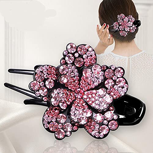 ZEMANIA Crystal Hair Claw Clips - Non-Slip Rhinestone Glitter Hair Barrettes for Women & Girls, 2-Pack | Perfect for Thick Long Hair, Weddings, Parties & Everyday Styling