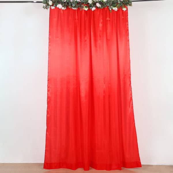 Efavormart 8ft x 10ft Red Satin Curtain Panel - Premium Photo Booth Backdrop with Rod Pocket for Weddings, Parties & Home Decor