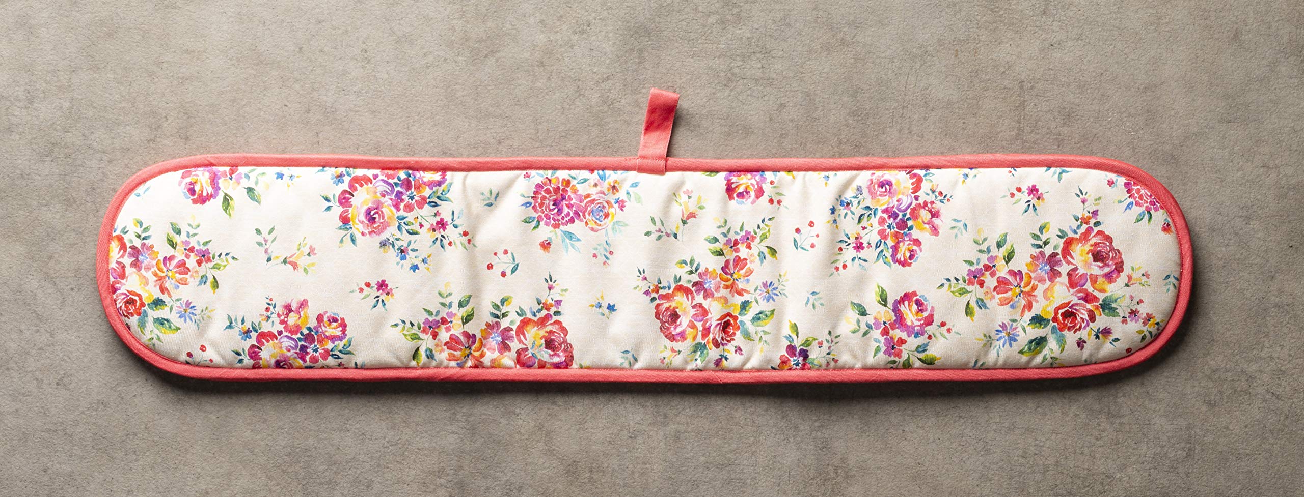 Maison d'Hermine Rose Garden 100% Cotton Double Oven Mitts with Loop - Heat Resistant BBQ Gloves for Cooking, Baking, Grilling & Microwave Use - Spring/Summer Kitchen Accessories (7.5x35 Inch) - Perfect for Holiday Meals, Outdoor Barbecues & Home Baking