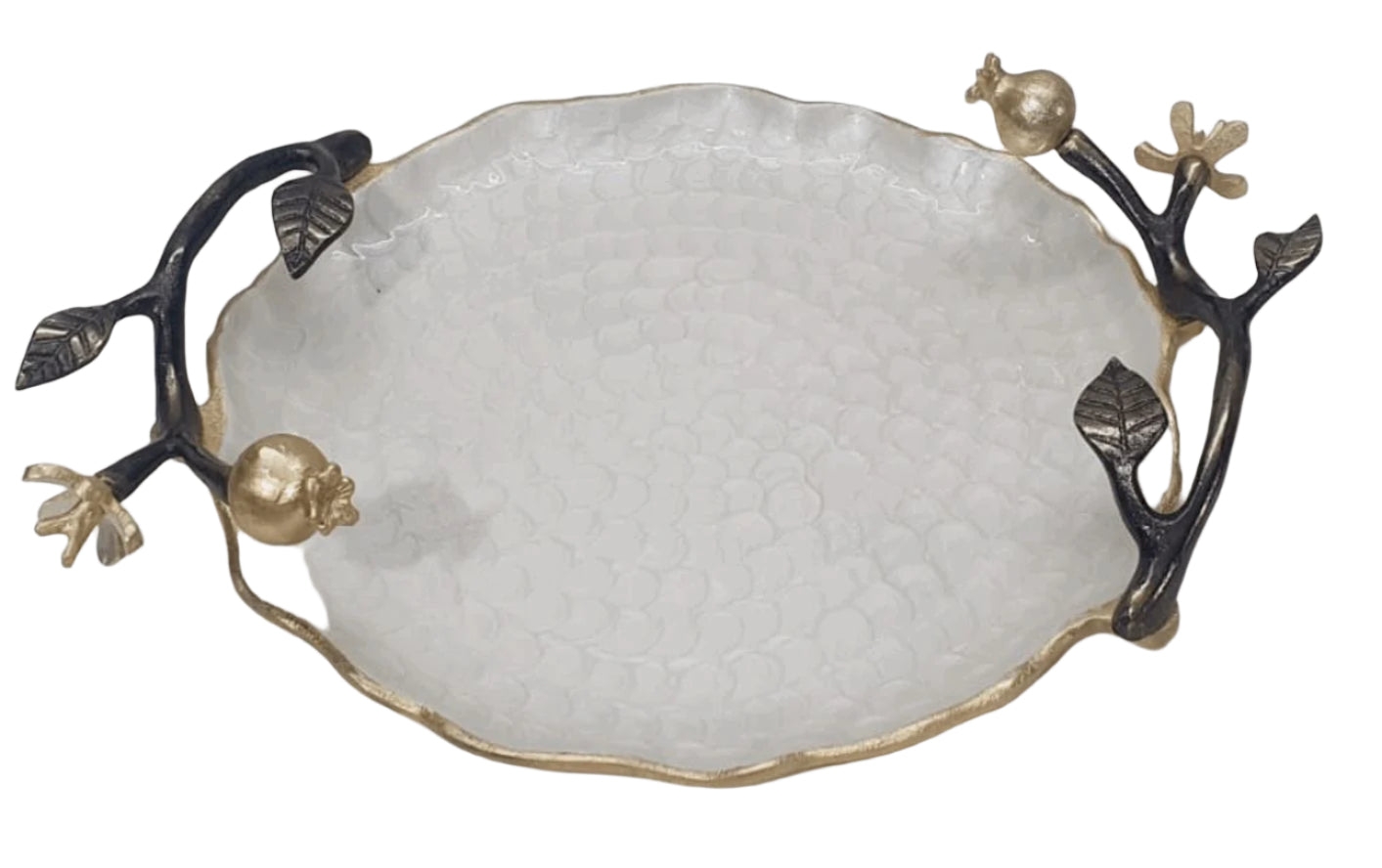 13-Inch Round Decorative Pomegranate Platter - Perfect for Serving Appetizers, Desserts, and Party Snacks