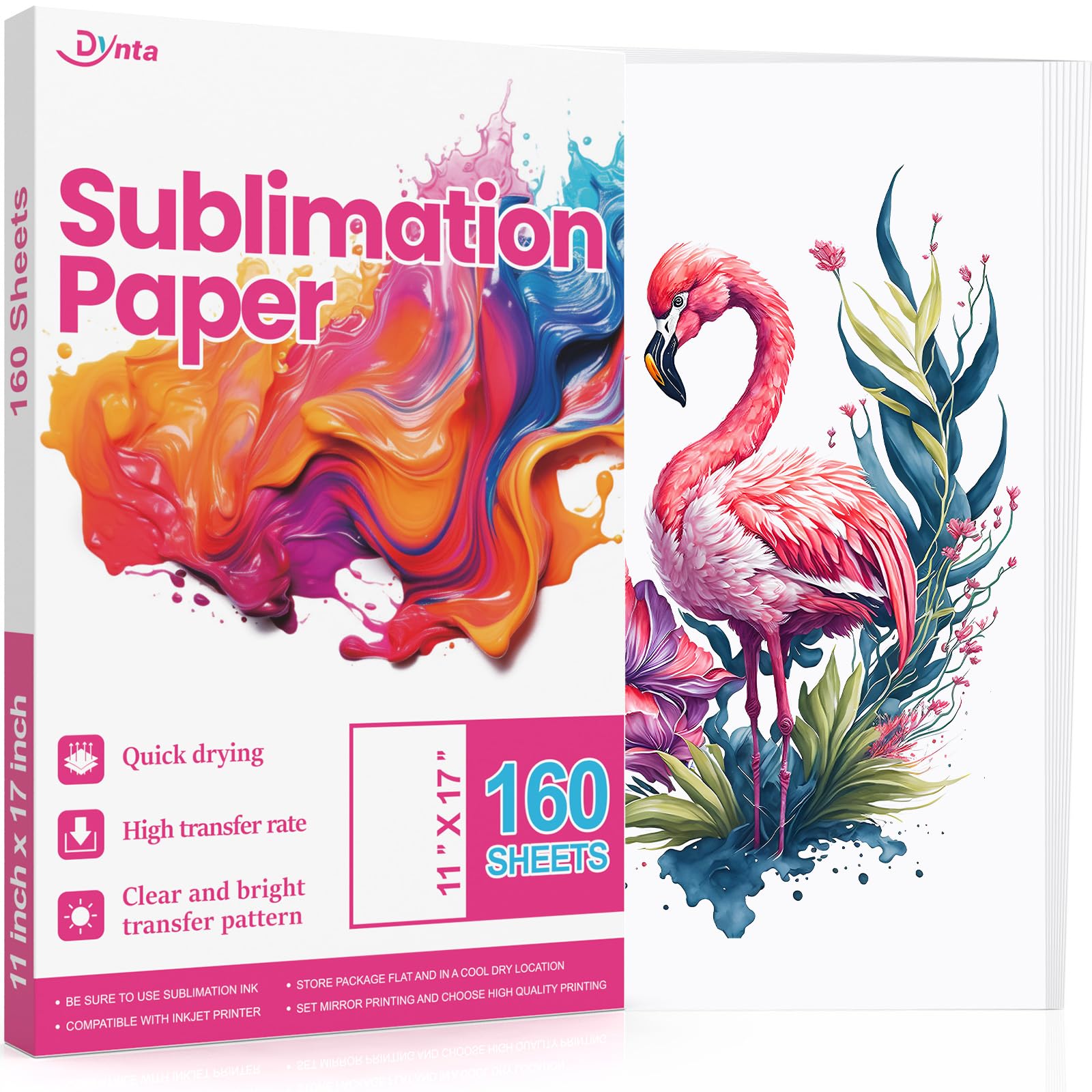 11x17 Sublimation Paper - 125g Heat Transfer Paper (160 Sheets) for Inkjet Printers - Compatible with Thermal Sublimation Ink - Perfect for Mugs, Phone Cases, T-Shirts & Light Fabrics - White Blank Sublimation Transfer Paper for DIY Crafts & Personalized Gifts