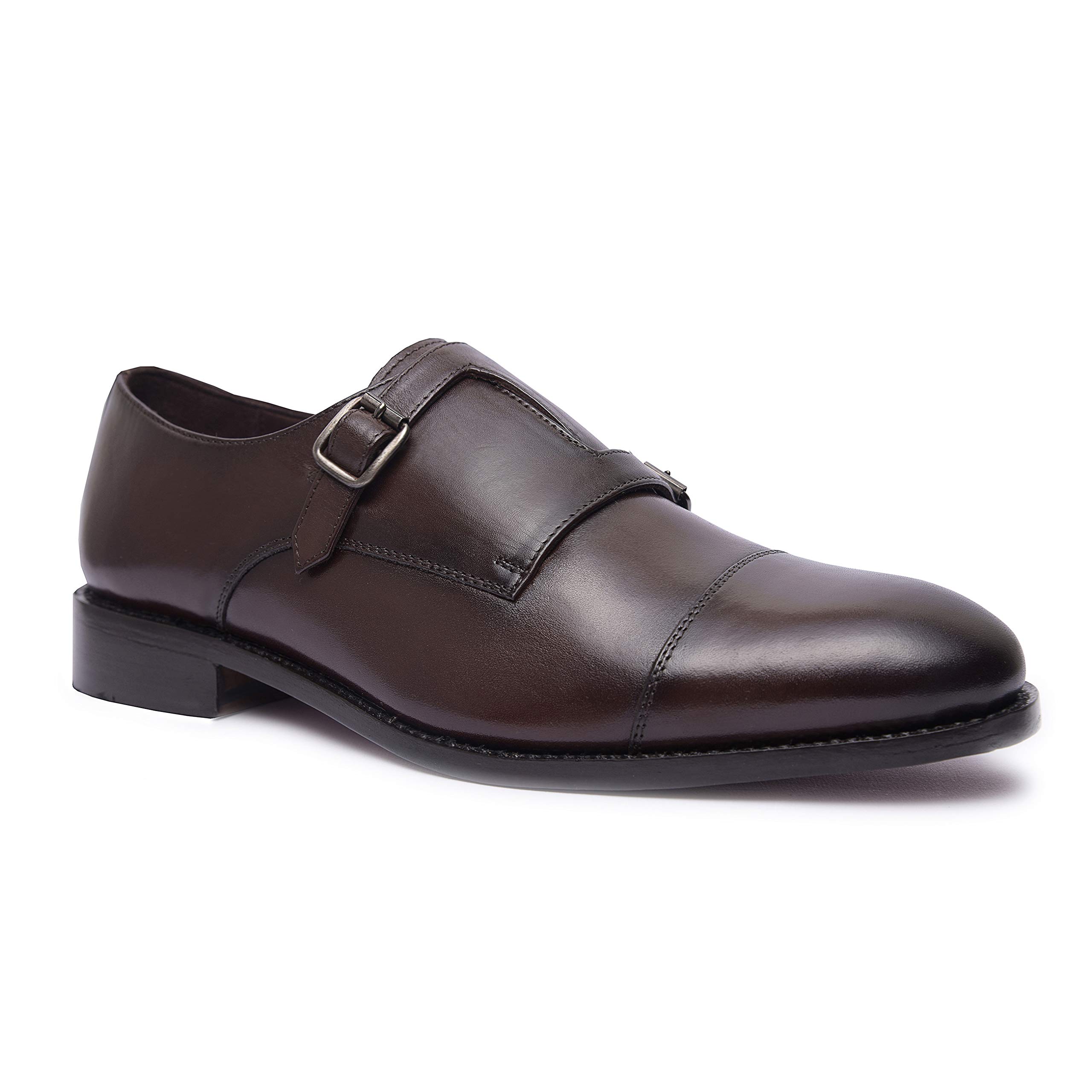 Genuine Leather Monk Strap Dress Shoes for Men - Handcrafted Goodyear Welted Formal Shoes with Cap Toe & Leather Sole | Perfect for Business Meetings, Weddings & Special Occasions