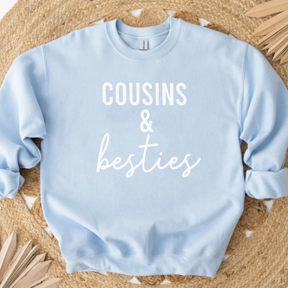 Cousins & Besties Matching Sweatshirts - Cute Couple Hoodies for Women - Perfect for Family Photos, Friendship Gifts & Twin Outfits