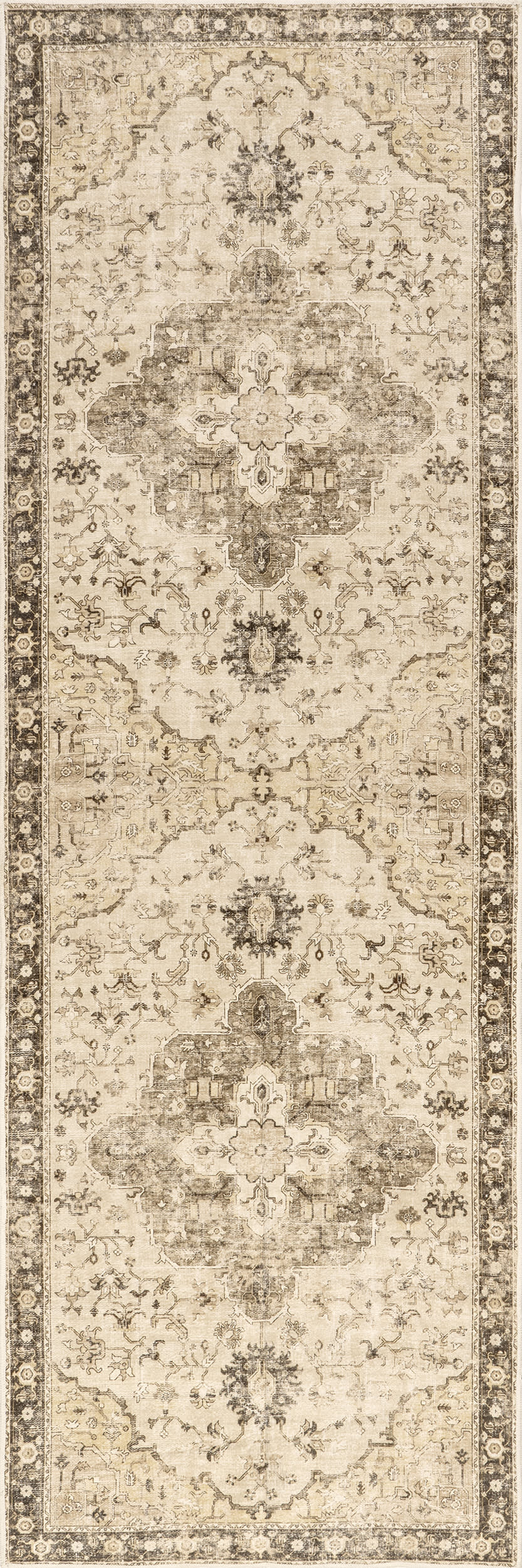 Amaryllis Medallion Washable Rug - Brown | Non-Slip, Stain-Resistant, Machine Washable | Perfect for Living Room, Bedroom, and Entryway Decor