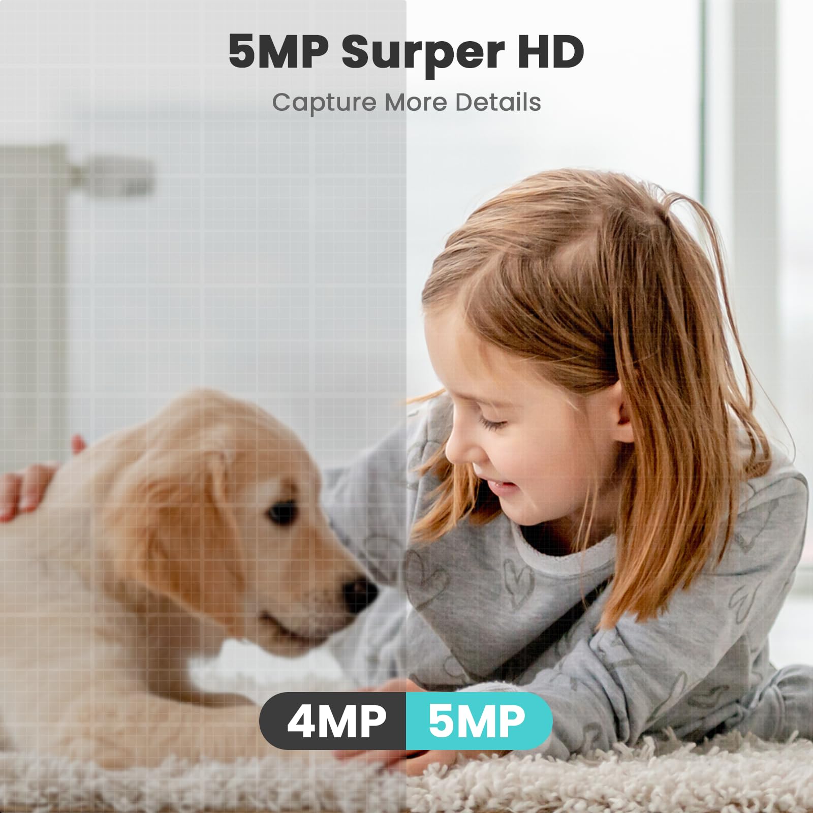 Little Elf 5MP Pet Camera with 360° Motion Tracking - 5GHz/2.4G Dual-Band WiFi Indoor Security Camera, IR Night Vision & 2-Way Audio - Baby Monitor, Pet Camera & Home Surveillance - Works with Alexa - Perfect for Nursery, Living Room & Pet Areas