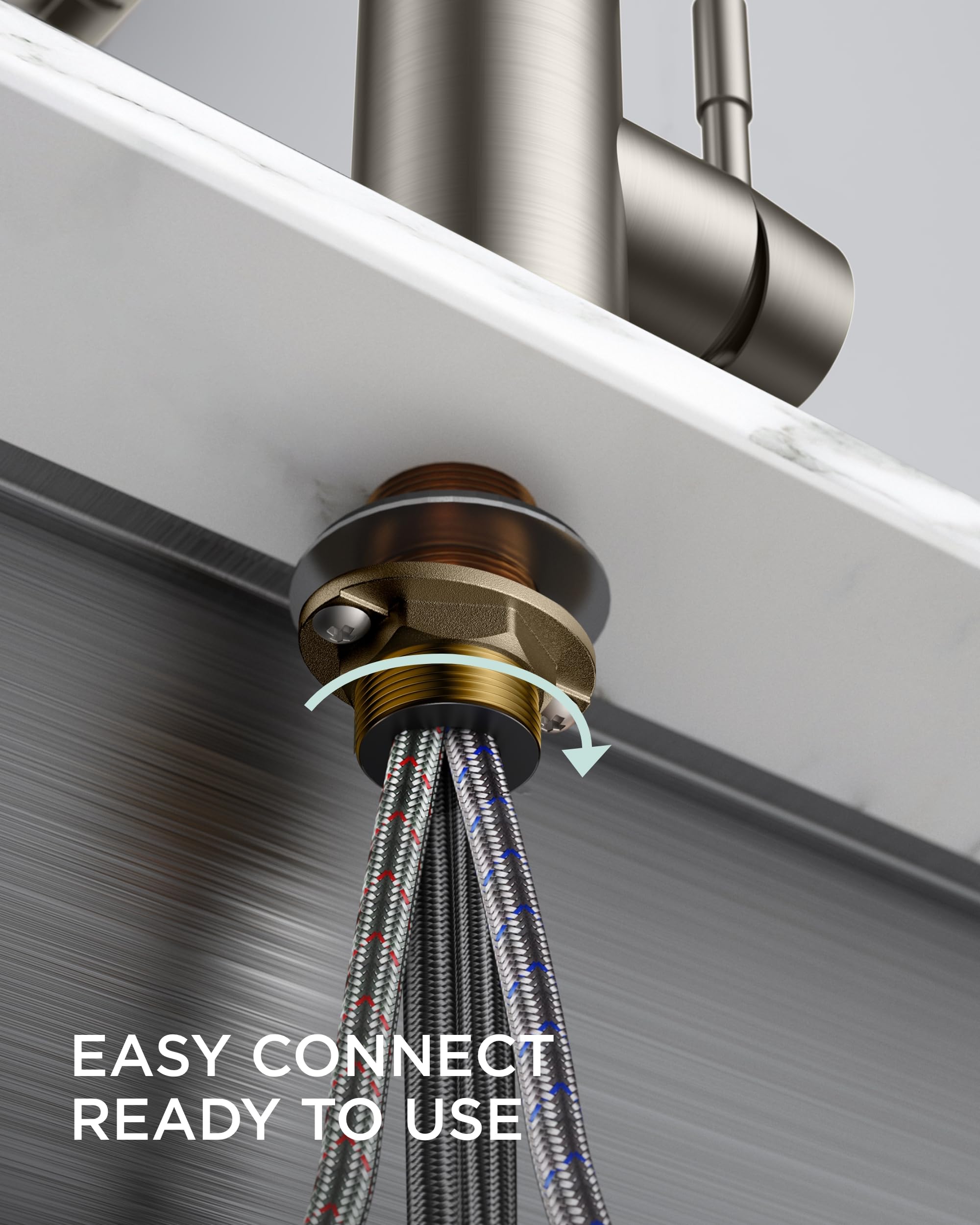 FORIOUS Brushed Nickel LED Kitchen Faucet - Modern Single Handle Pull Down Sprayer Stainless Steel Sink Faucet with Commercial Spring & Touchless Light | Perfect for Farmhouse, RV Camper, Laundry Room & Commercial Kitchens