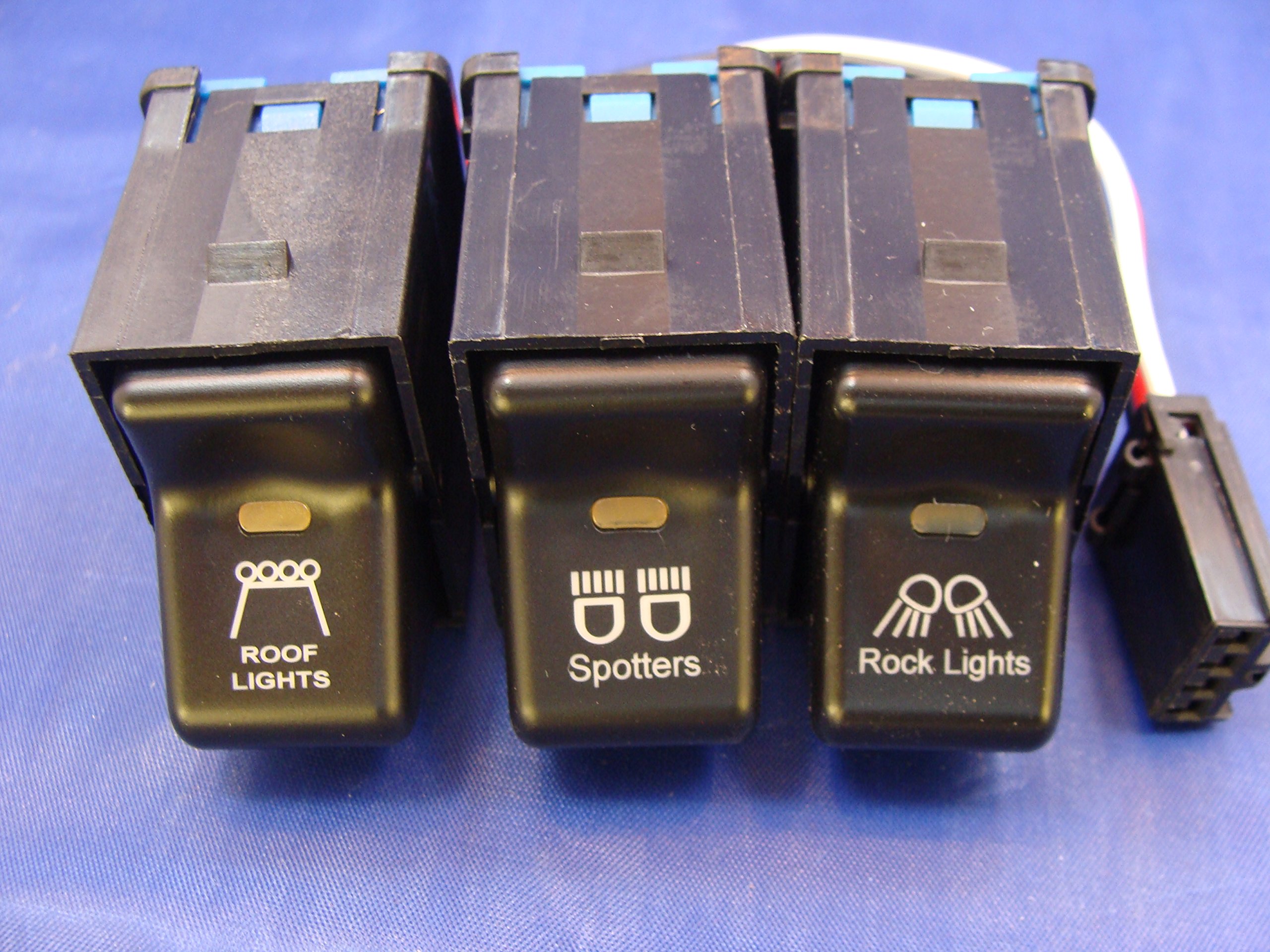 1997-2006 Jeep Wrangler TJ Rocker Switch Kit - 3 Switch Panel for Roof Lights, Spot Lights & Rock Lights with Wiring Pigtails | Off-Road Lighting Control for Jeep Accessories