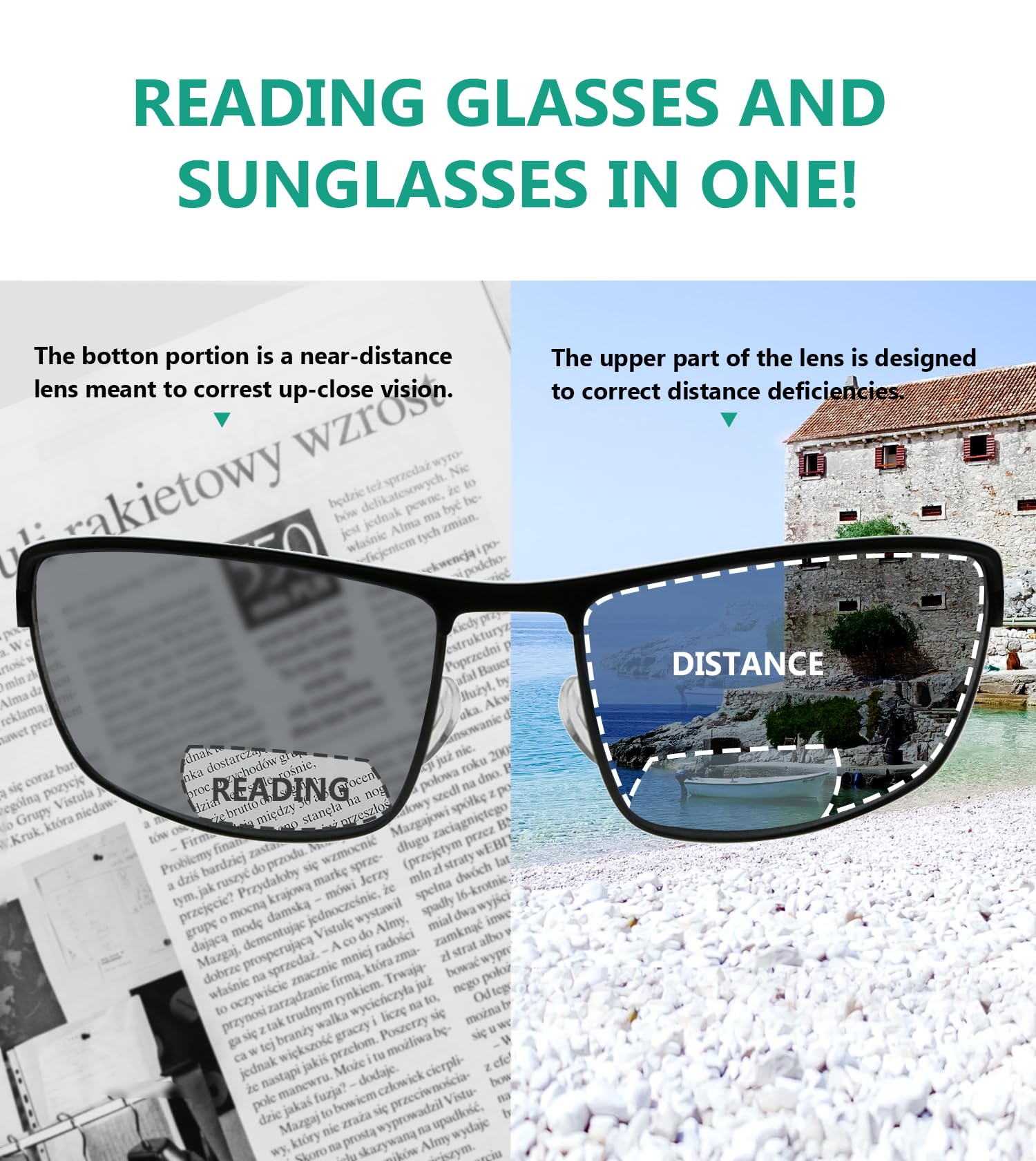 Eyekepper Bifocal Sunglasses for Men & Women - Polarized Reading Glasses with UV Protection - Perfect for Outdoor Activities, Driving, Fishing & Beach Use