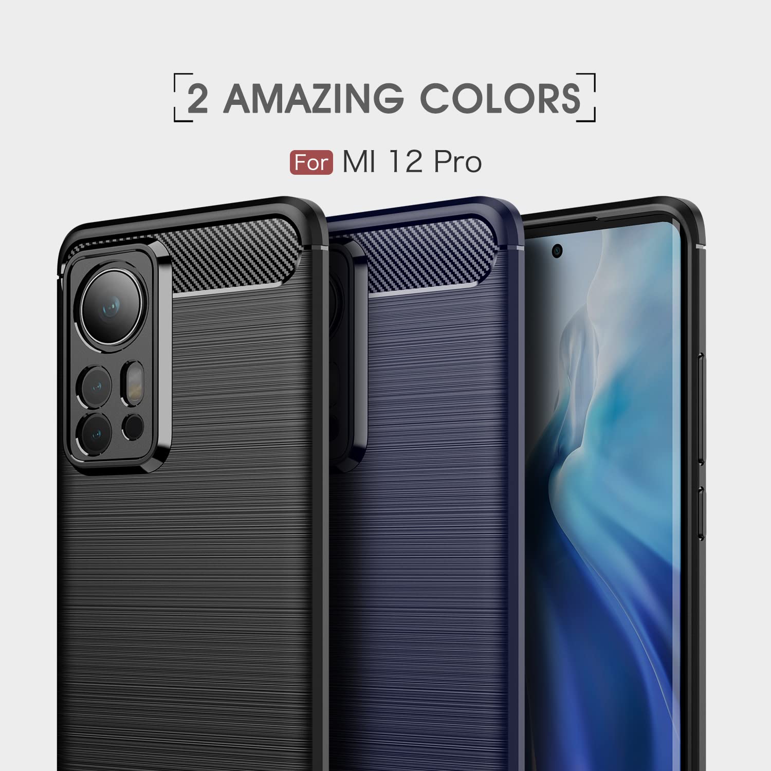 Premium Carbon Fiber Texture Shockproof Case for Xiaomi Mi 12 Pro (2022) - Anti-Scratch Protective Cover with Impact Absorption | Perfect for Daily Use, Travel & Outdoor Activities (Black)