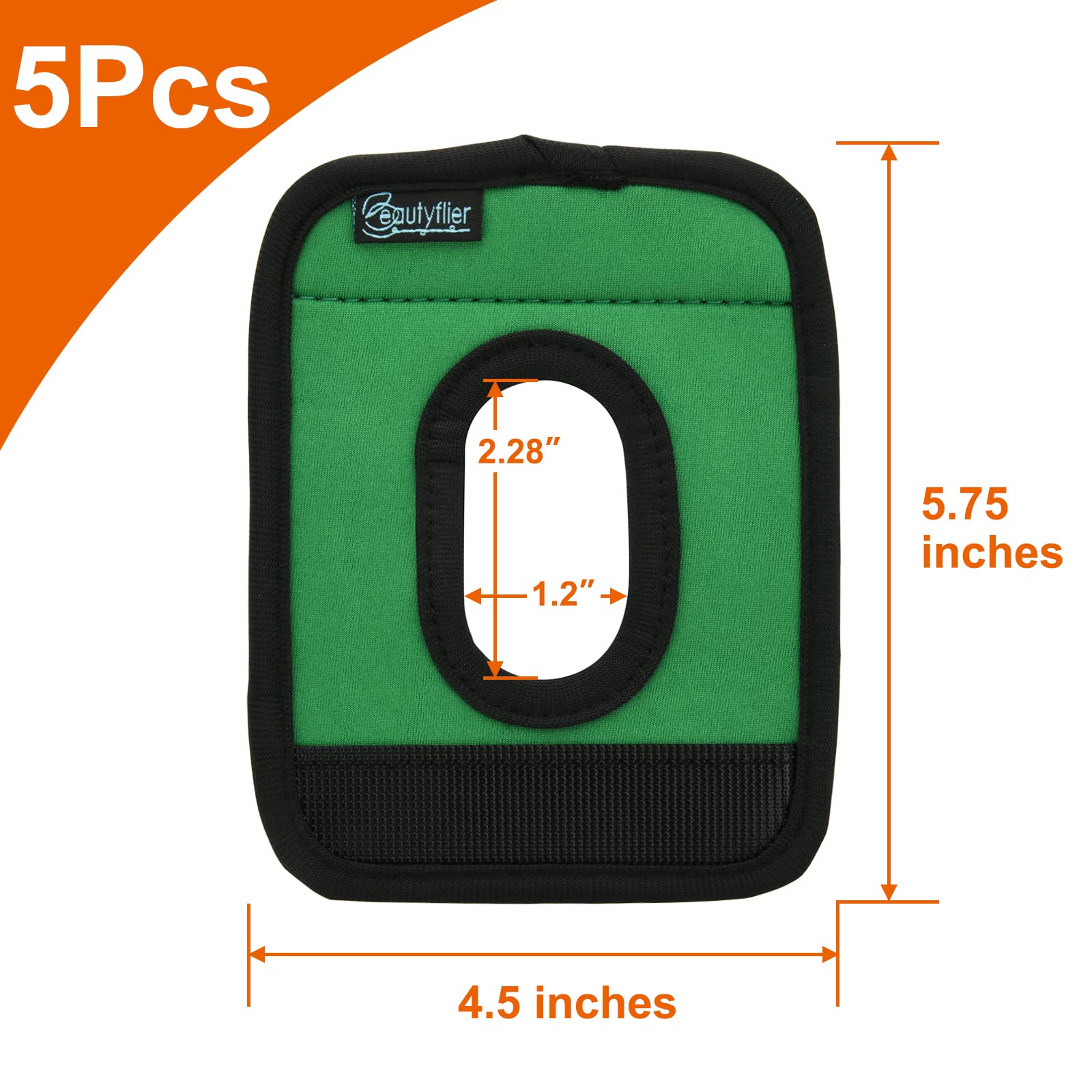 Beautyflier 5PCS Neoprene Luggage Handle Covers - Unique Hollow Design for Push-Button Suitcases, Travel Trolley Accessories (Green) | Perfect for Airport Identification & Comfortable Grip During Travel