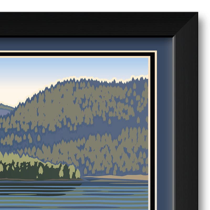 Paul Leighton Framed Art Print - 20x26 Inch California Landscape Painting, Hume Lake Scenery Wall Decor for Living Room, Bedroom & Office