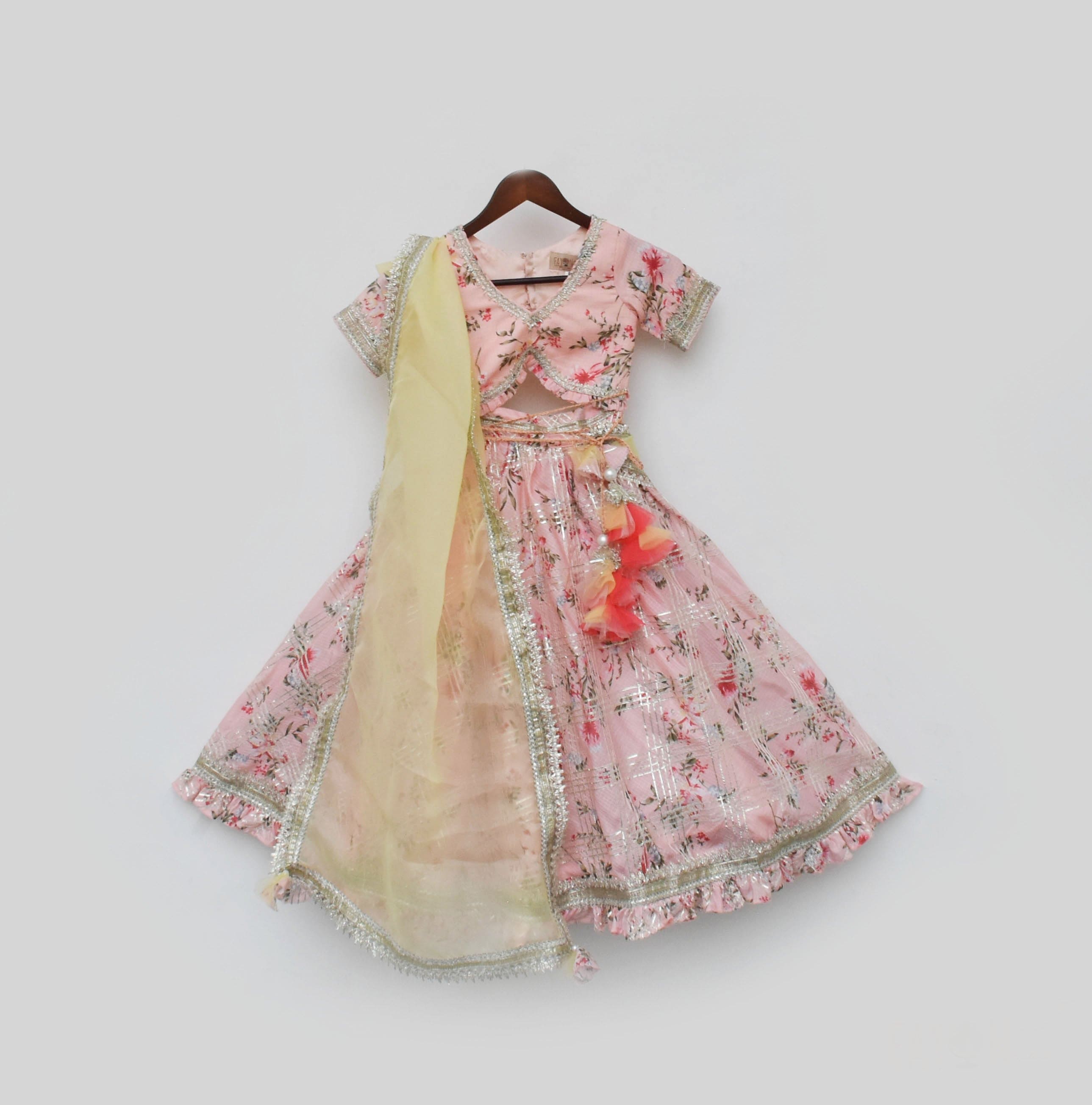 Pre Order: Peach Kotta Printed Lehenga Choli with Dupatta Set | Indian Ethnic Wear for Weddings, Festivals & Special Occasions