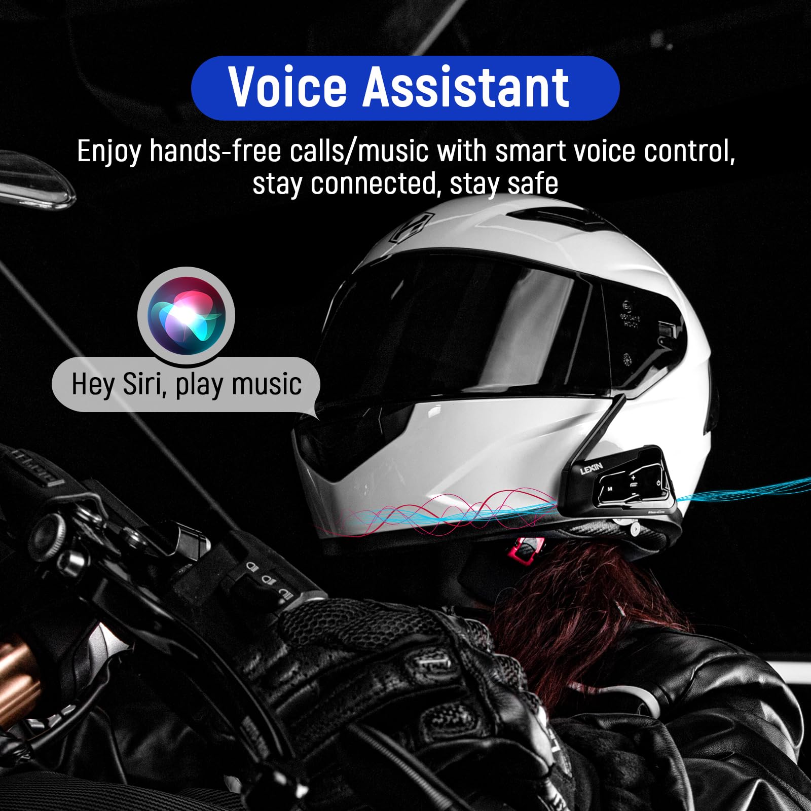LEXIN MeshCom Motorcycle Bluetooth Headset - Mesh Group Helmet Communication System with Audio Multitasking, Music Sharing & IP67 Waterproof - Dual Pack for Riders (Ideal for Group Rides, Touring & Daily Commuting)