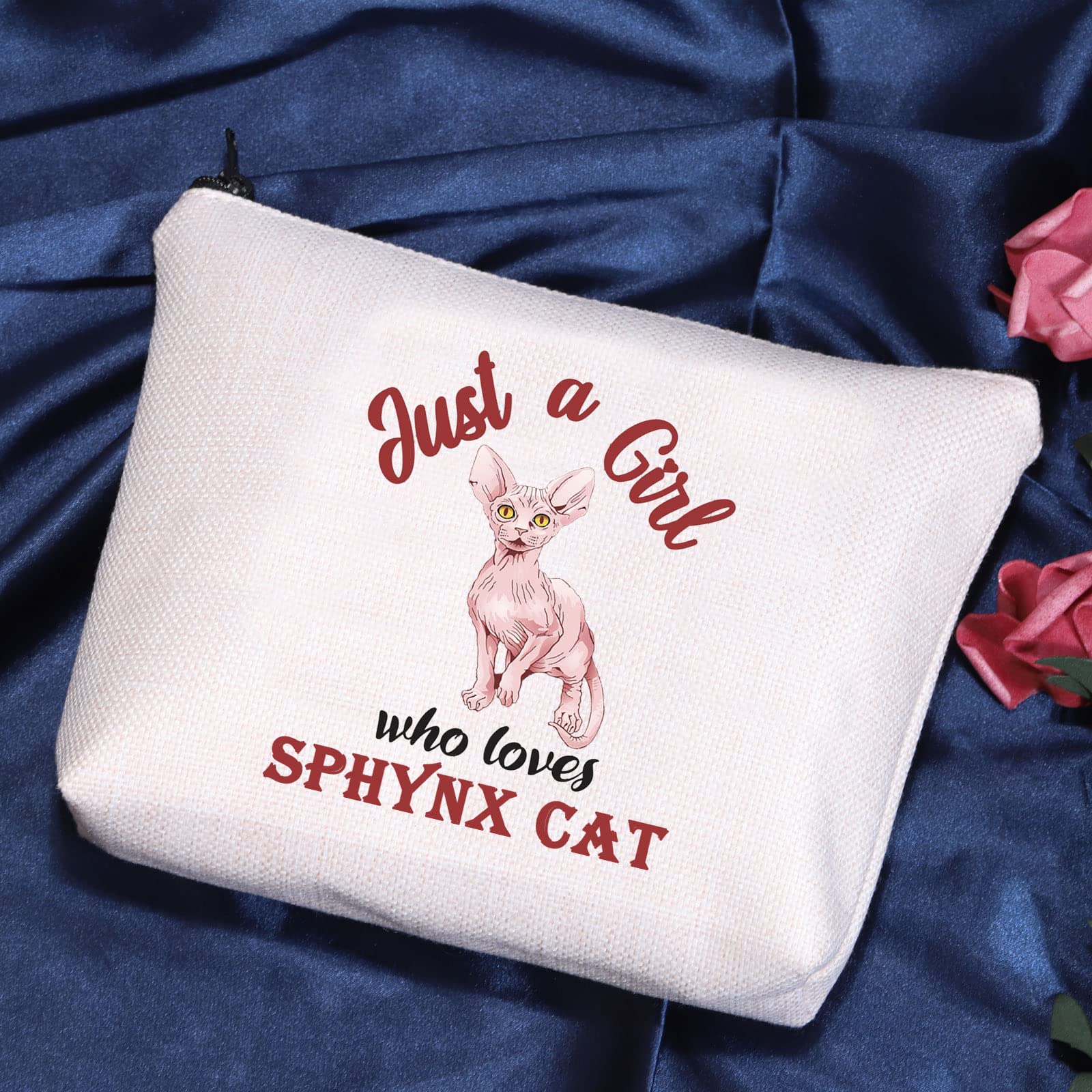 POFULL Sphynx Cat Lover Cosmetic Bag - Hairless Cat Owner Gift for Women, Perfect for Travel & Makeup Storage | Cute Sphynx Cat Themed Makeup Pouch for Cat Enthusiasts