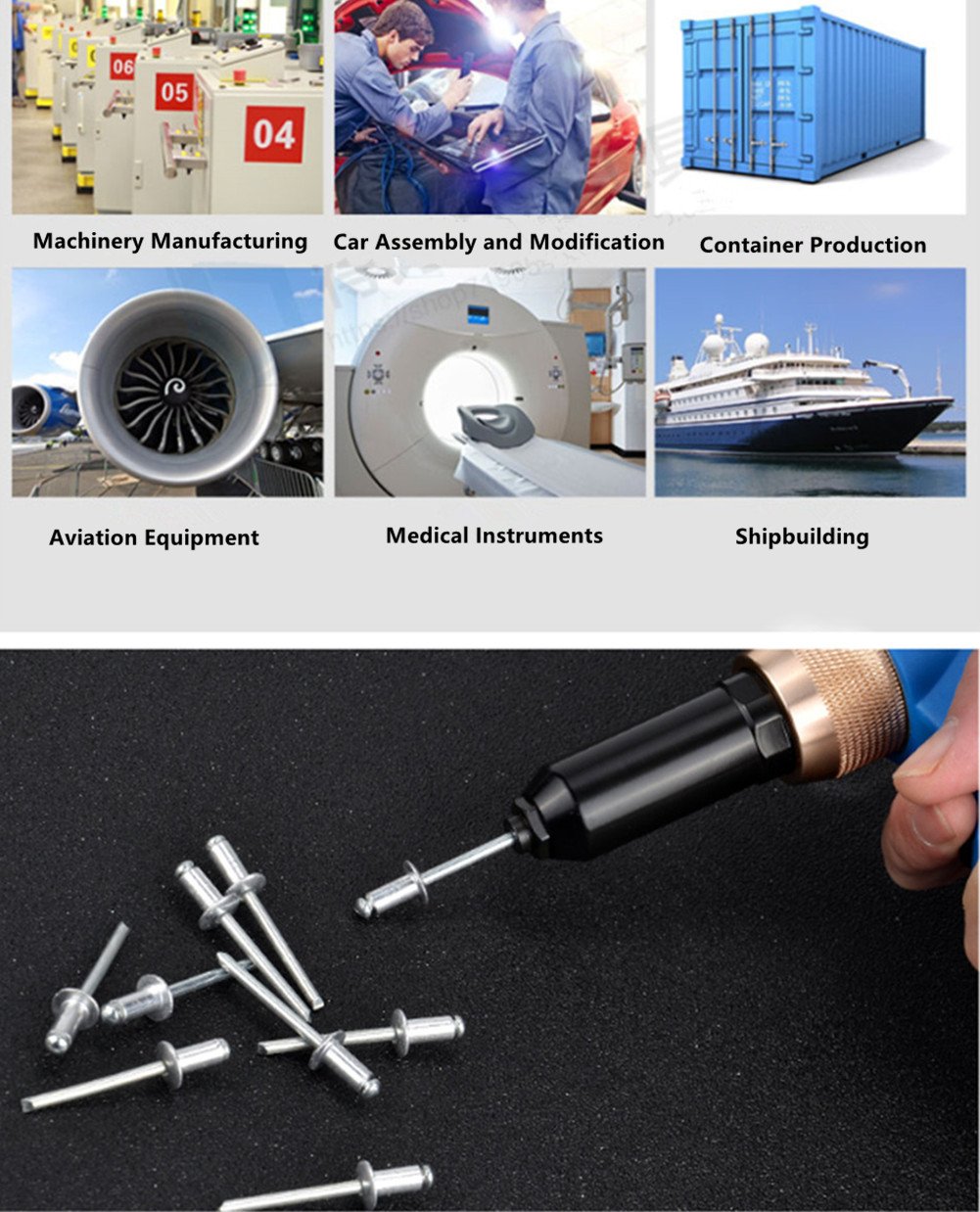 Heavy Duty Air Hydraulic Rivet Gun 1/4 inch NPT Self Suction Pneumatic Pop Pull Riveter - Professional Riveting Tool for Metal Fabrication, Automotive Repair & Industrial Assembly