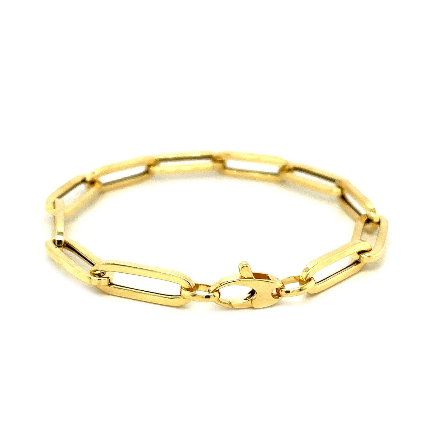 14K Yellow Gold Extra Wide Paperclip Chain Bracelet for Women - Elegant & Durable Fashion Jewelry for Daily Wear, Parties & Gifts