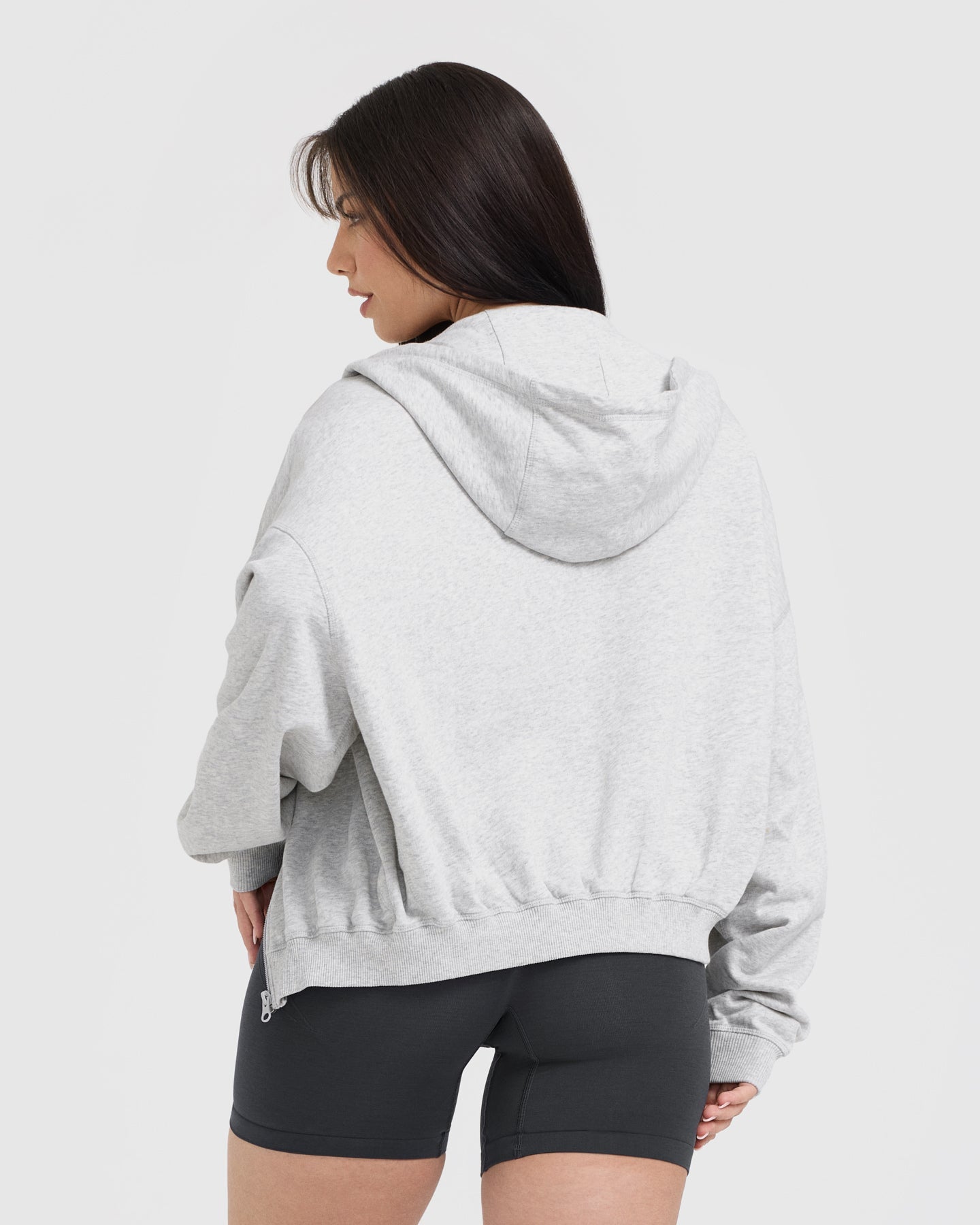 Raw Lounge Oversized Zip Hoodie for Women & Men - Light Grey Marl | Cozy Fleece Pullover for Casual Wear, Loungewear & Street Style