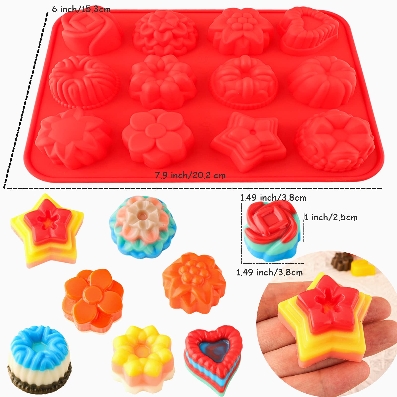 Premium Silicone Chocolate Molds Set - 6PCS Flower, Heart & Star Baking Molds for DIY Candy, Ice Cubes, Cake Decorations | Perfect for Valentine's Day, Birthday Parties & Holiday Treats