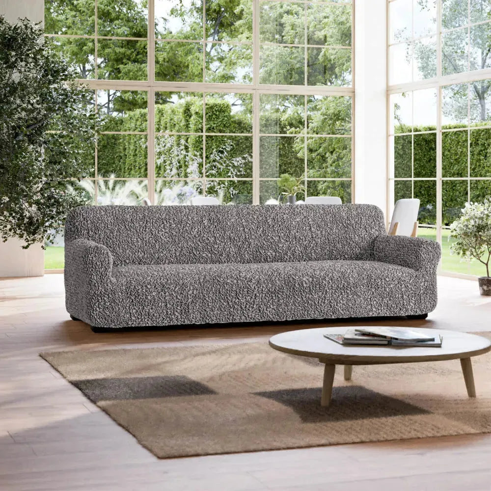 4-Seater Sofa Slipcover - Premium Fuco Cotton Fabric, Washable & Durable Couch Cover for Living Room, Family Room, and Office (Beige) - Perfect for Home Decor, Pet Protection, and Furniture Refresh