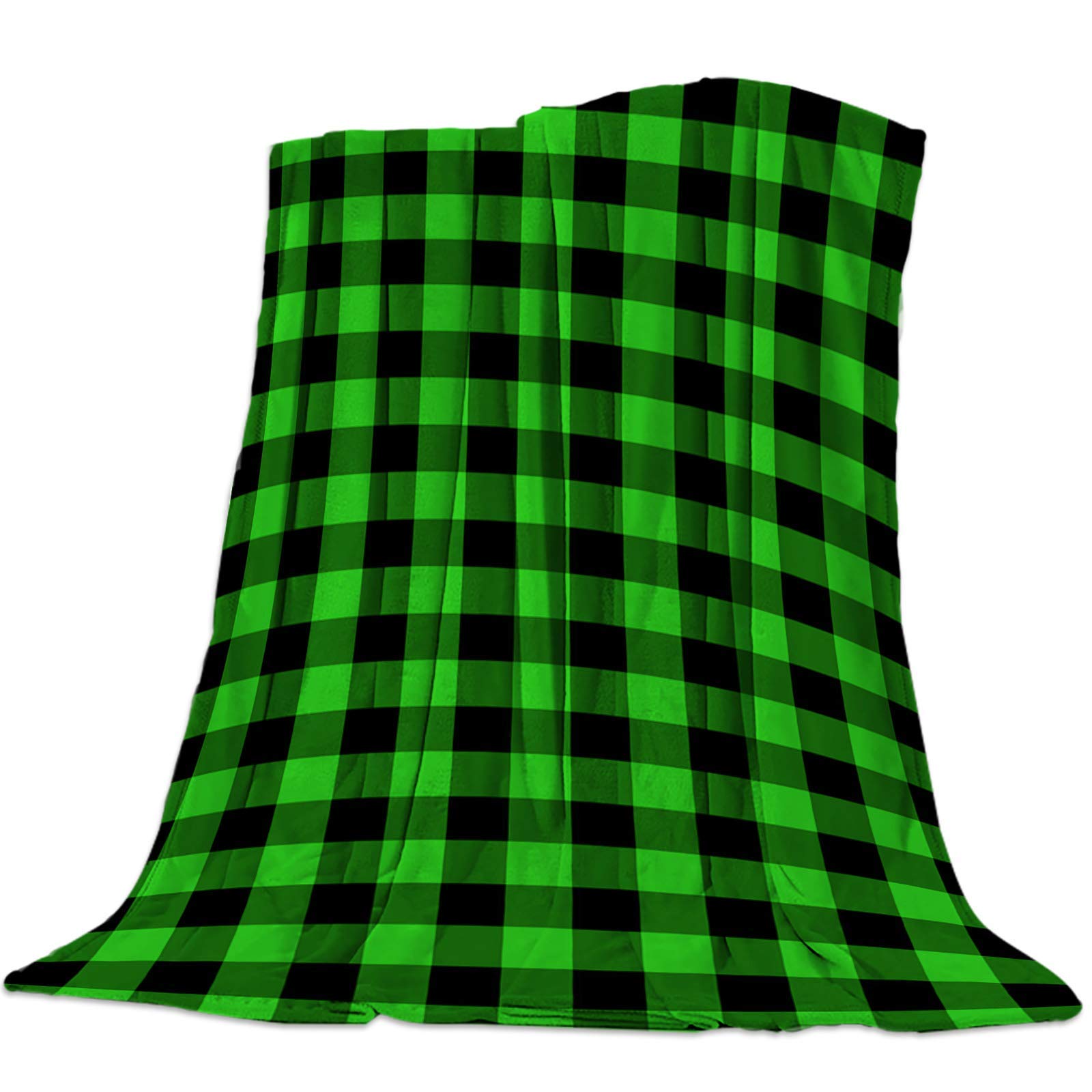 JOOCAR Flannel Throw Blanket - Green Black Checkered Plush Blanket for St. Patrick's Day & Christmas | Soft Cozy Blanket for Bed, Couch, Living Room Sofa & Chair | Perfect for Gift Giving, Home Decor & Winter Warmth