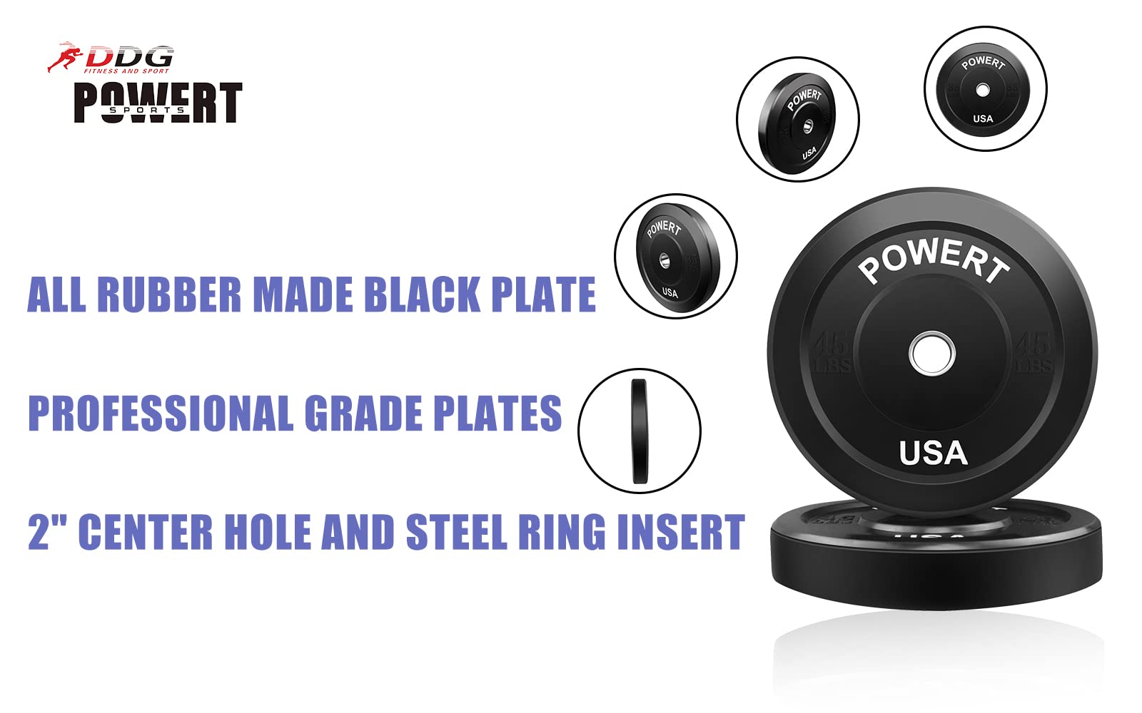 2-Inch Olympic Barbell Bumper Plates Pair - 5lb/10lb/15lb/25lb/35lb/45lb Weight Plates with Steel Ring Insert for CrossFit, Weightlifting & Strength Training - Perfect for Home Gym & Commercial Fitness Centers