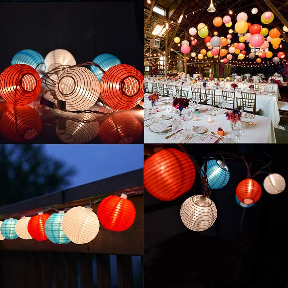 GOOTHY 8.5Ft Patriotic String Lights - 10 Red White Blue Connectable Lanterns for 4th of July, Independence Day & Memorial Day Decor | Outdoor Party Lights for Backyard, Garden & Patio Celebrations