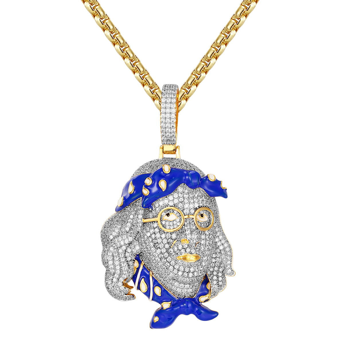 Men's Sterling Silver Benjamin Face Icy Hip Hop Pendant Necklace - Custom Hip Hop Jewelry for Rappers & Streetwear Fashion | Perfect for Gifts, Concerts & Urban Style