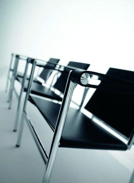 Le Corbusier LC1 Basculant Sling Chair - Genuine Black Leather Modern Lounge Chair for Living Room, Office & Reading Nook