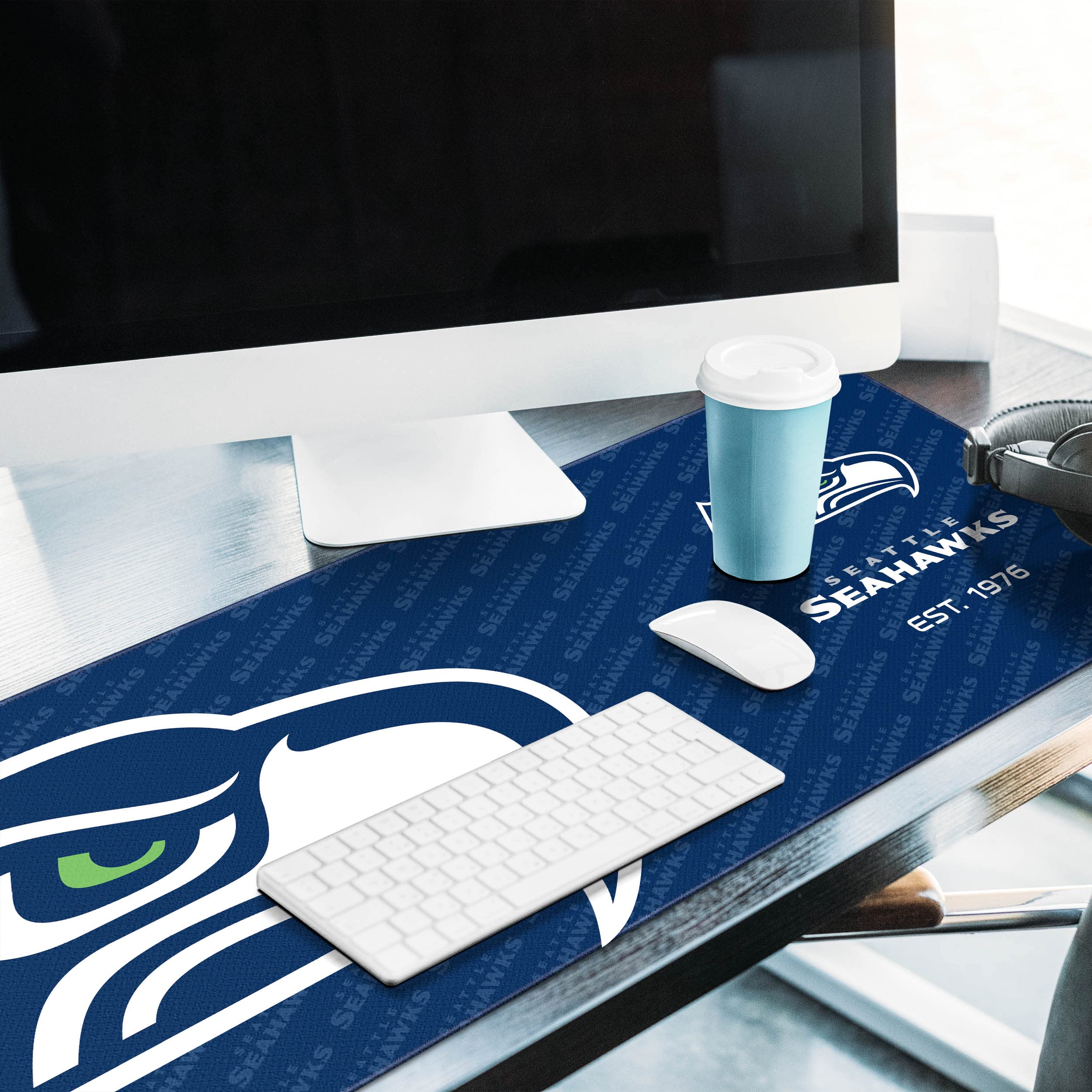 YouTheFan NFL Seattle Seahawks Logo Series Desk Pad - Non-Slip Mouse Pad for Gaming & Office Use - Perfect for Seahawks Fans & Football Enthusiasts