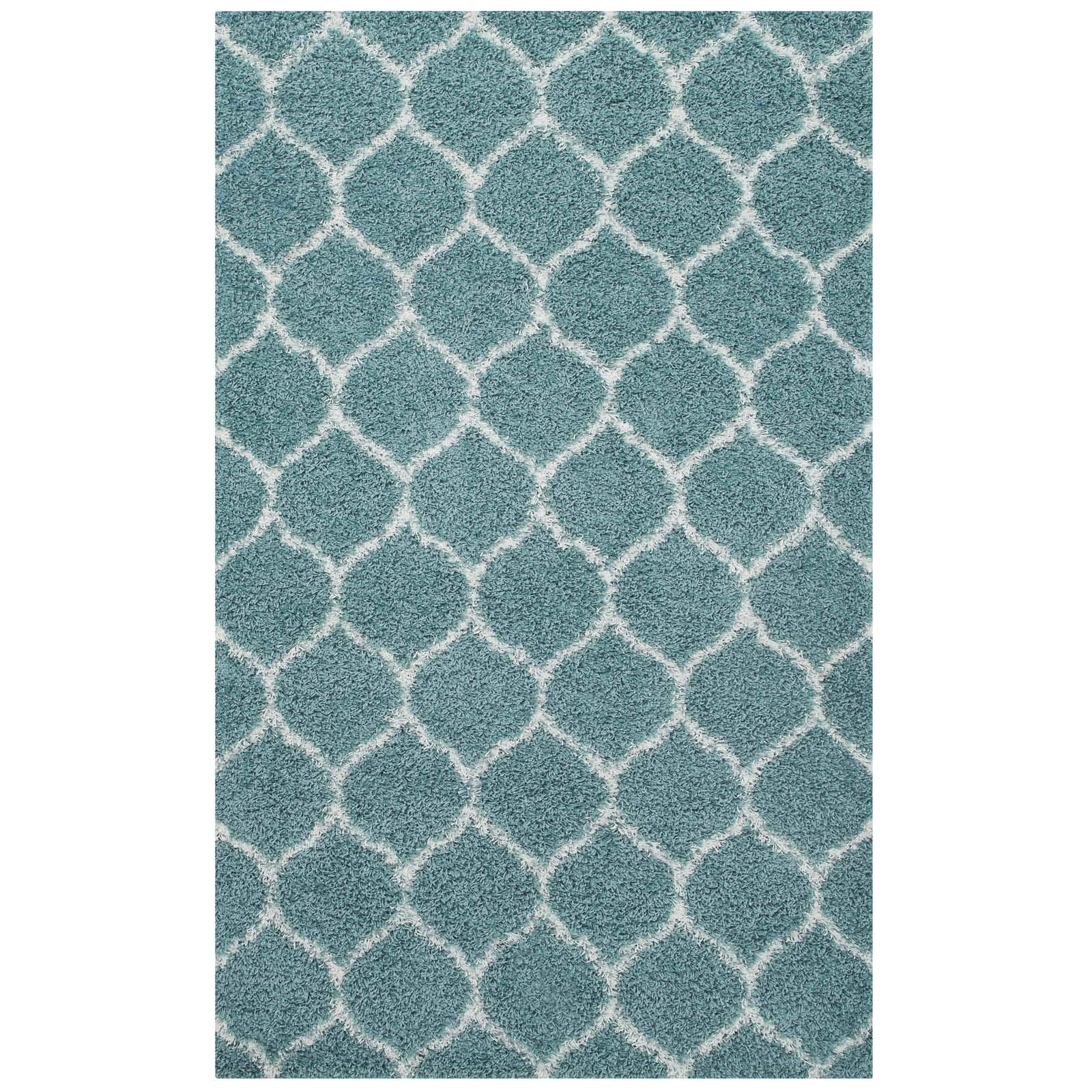 Modern Contemporary Urban Design Living Room Area Rug - Non-Slip Floor Carpet Runner in Multi Blue Fabric - Perfect for Lounge, Bedroom & Home Decor